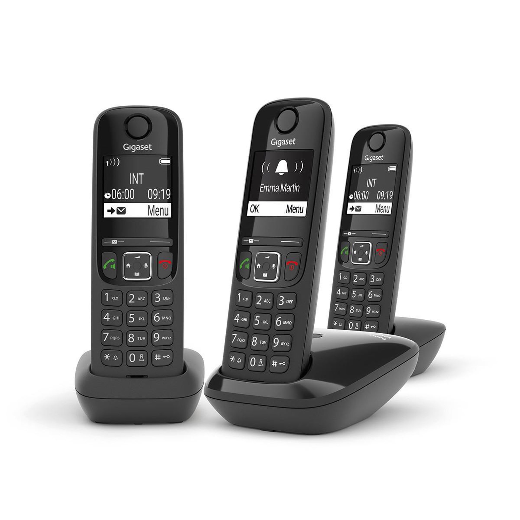Voir la diapositive 3 : GIGASET Téléphone sans fil DECT Gigaset AS690 Trio avec identification de l'appelant Noir