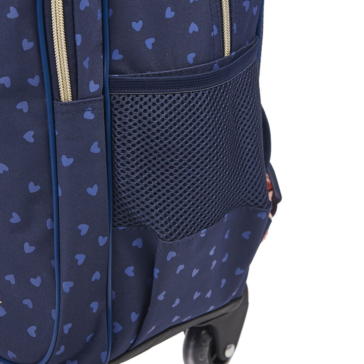 Milky Kiss Sac à dos à roulettes bleu et rose paillettes coeurs imprimé CHAT