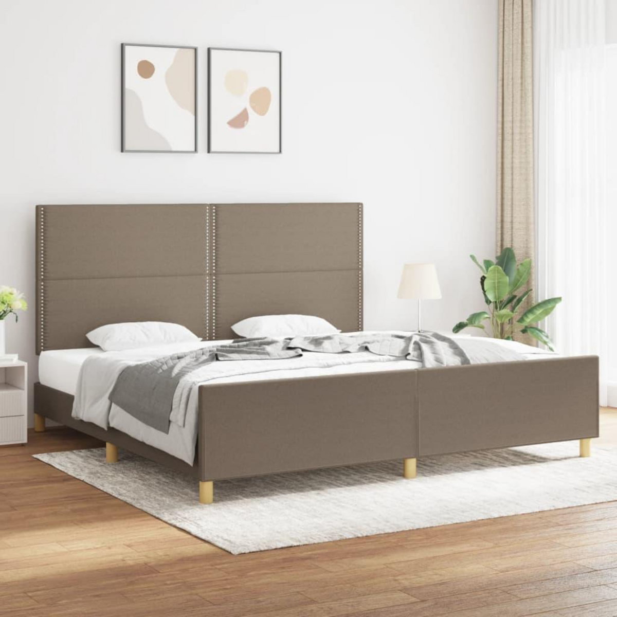 VIDAXL Cadre de lit sans matelas taupe 200x200 cm tissu
