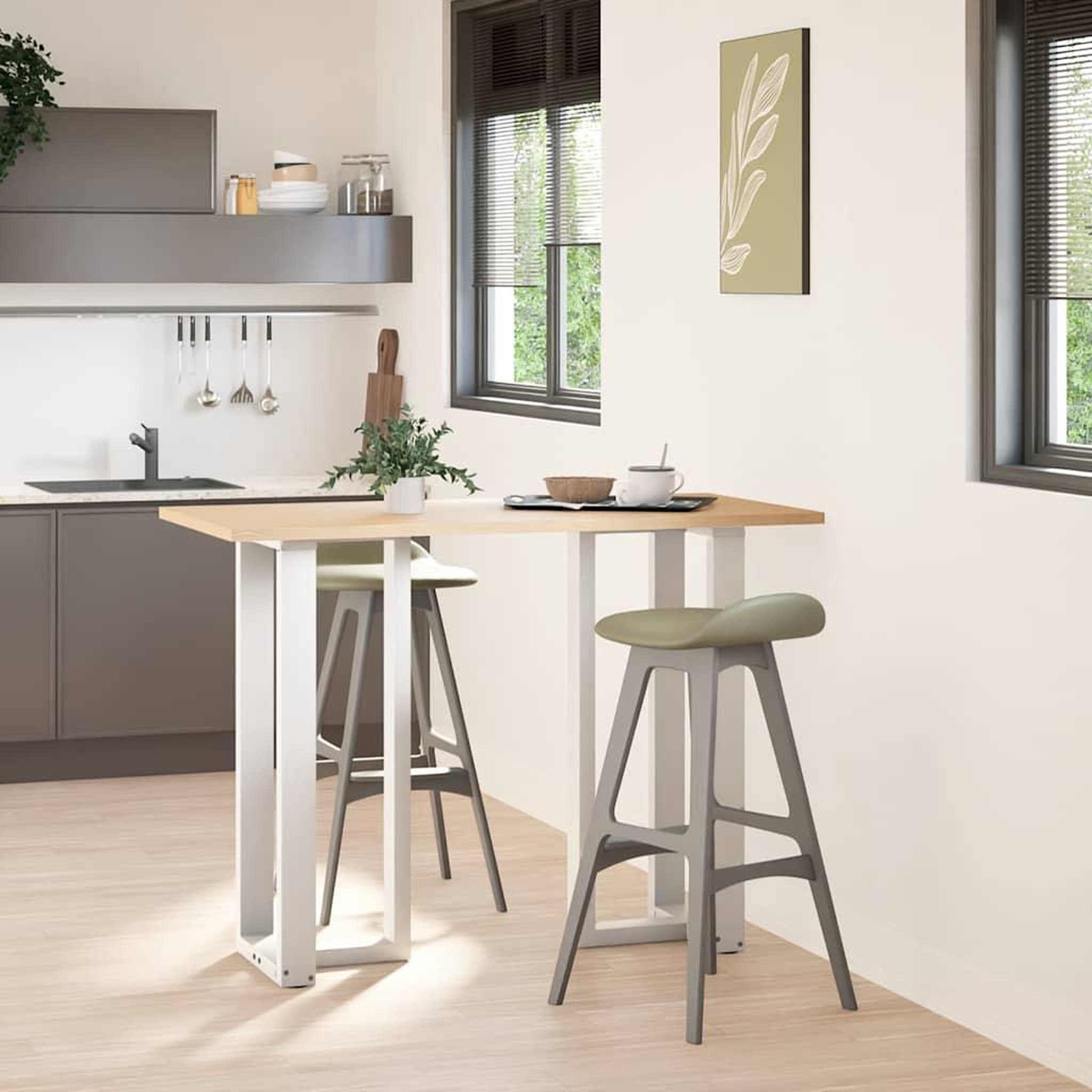 Voir la diapositive 2 : VIDAXL Pieds de table de bar forme de T 2 pcs blanc 50x35x(100-101) cm