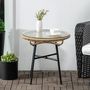Voir la diapositive 4 : OUTSUNNY Table basse ronde de jardin en résine aspect rotin métal et plateau verre trempé Ø 50 x 50H cm beige