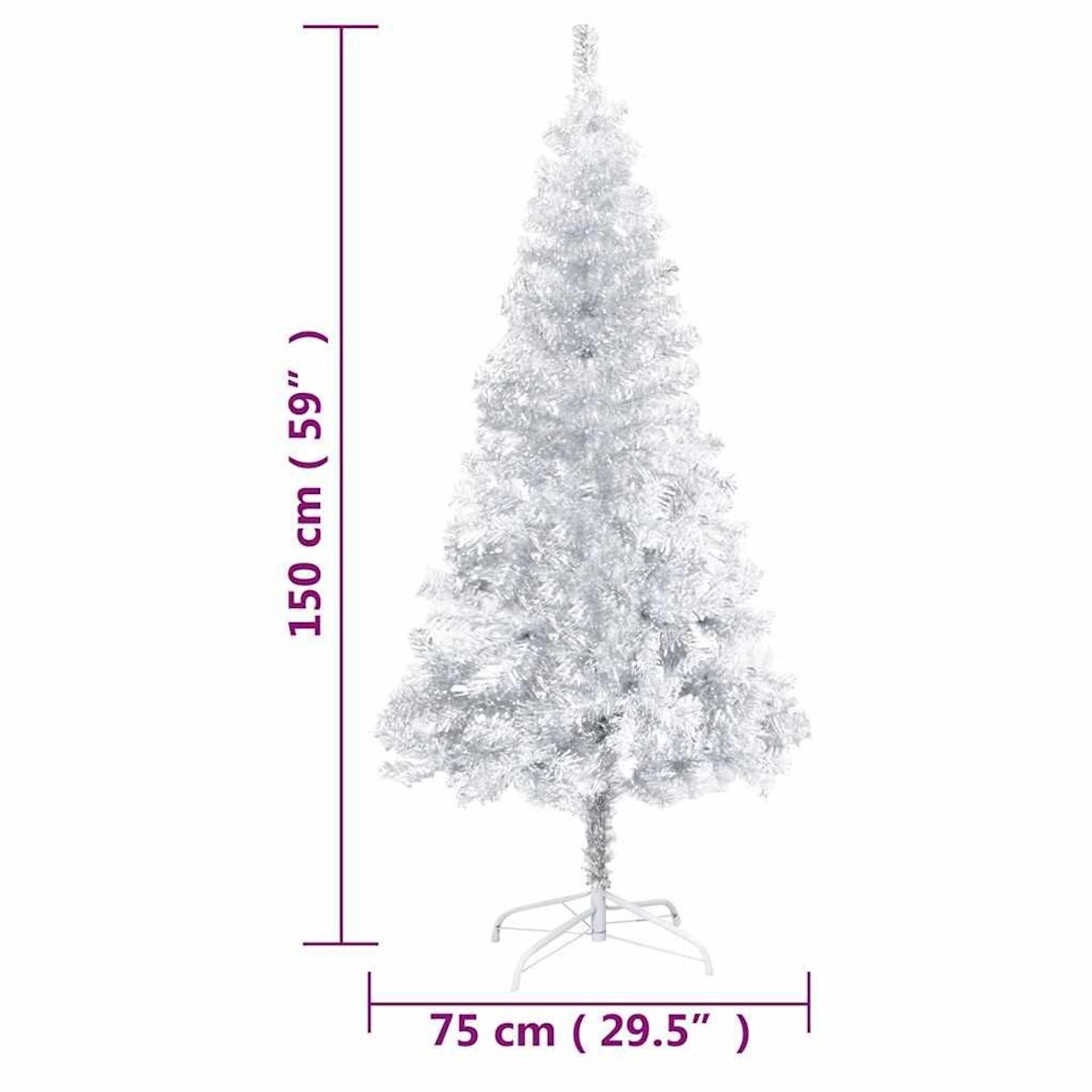 VIDAXL Arbre de Noël artificiel pre-eclaire/boules argente 150 cm PET