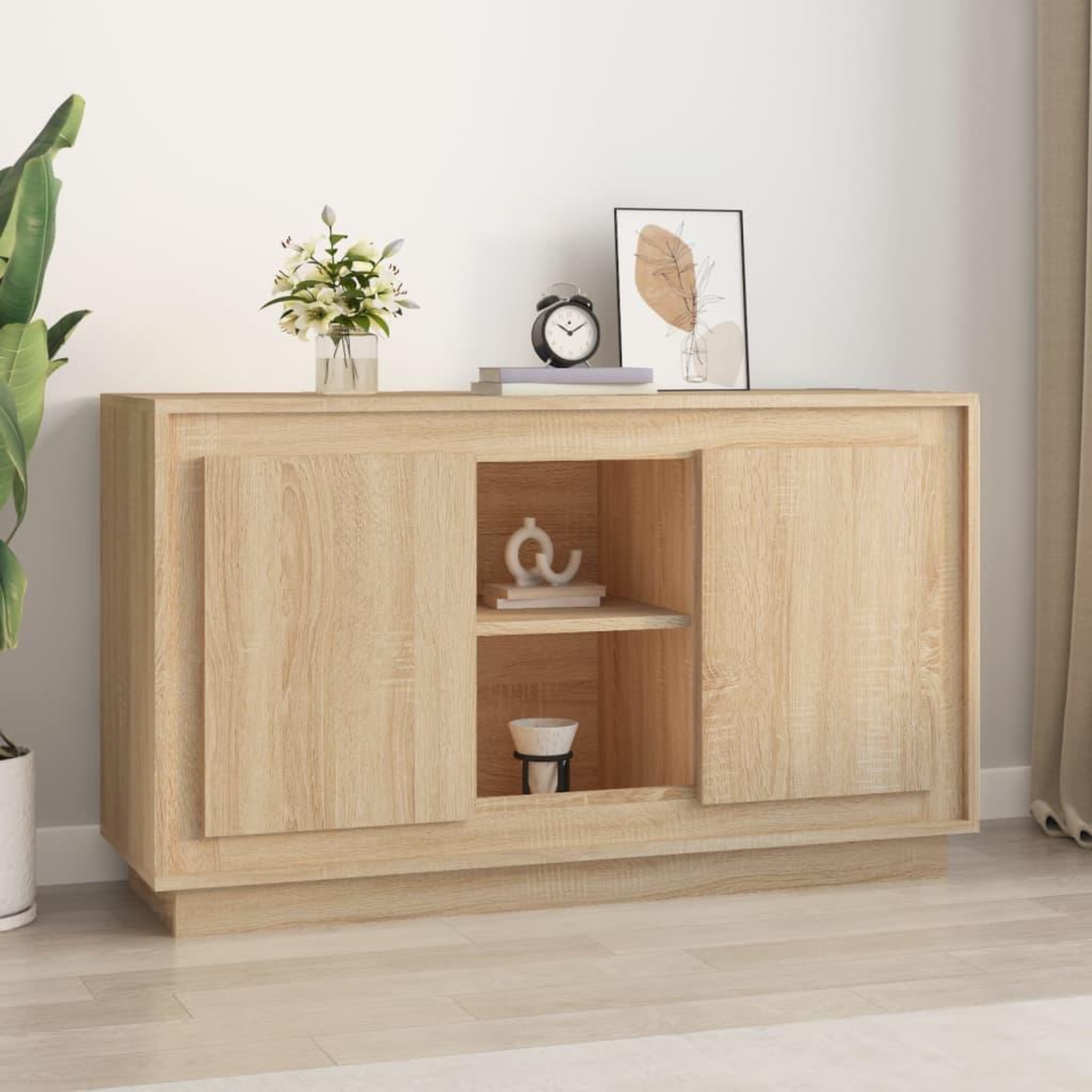 Voir la diapositive 1 : VIDAXL Buffet chene sonoma 102x35x60 cm bois d'ingenierie
