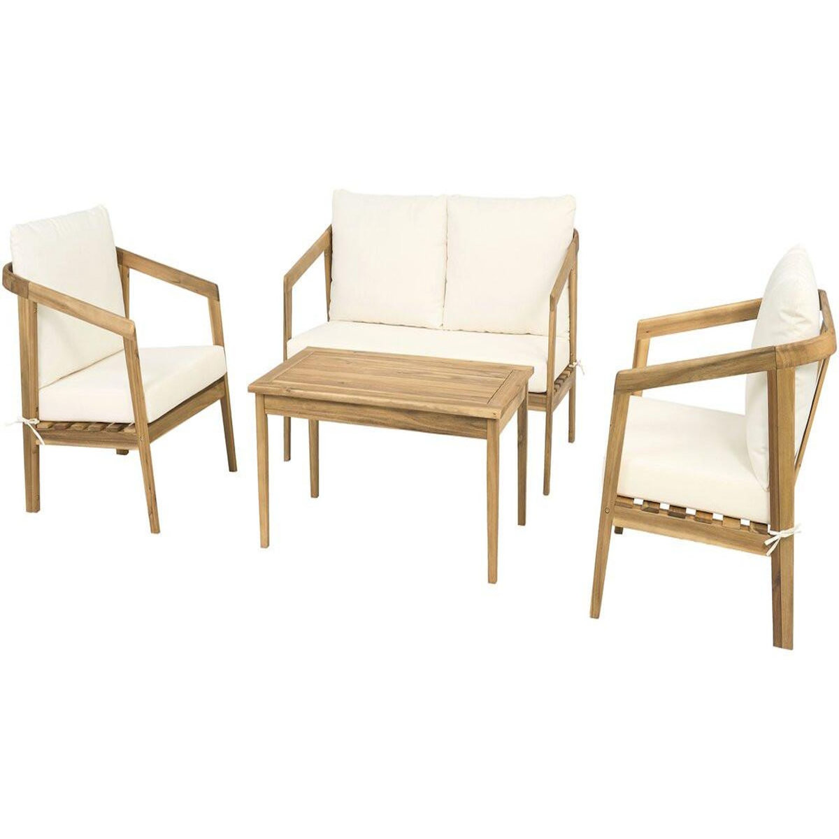 Habitat et Jardin Salon de jardin en bois d'acacia avec coussins  Presley  - 4 places - Beige