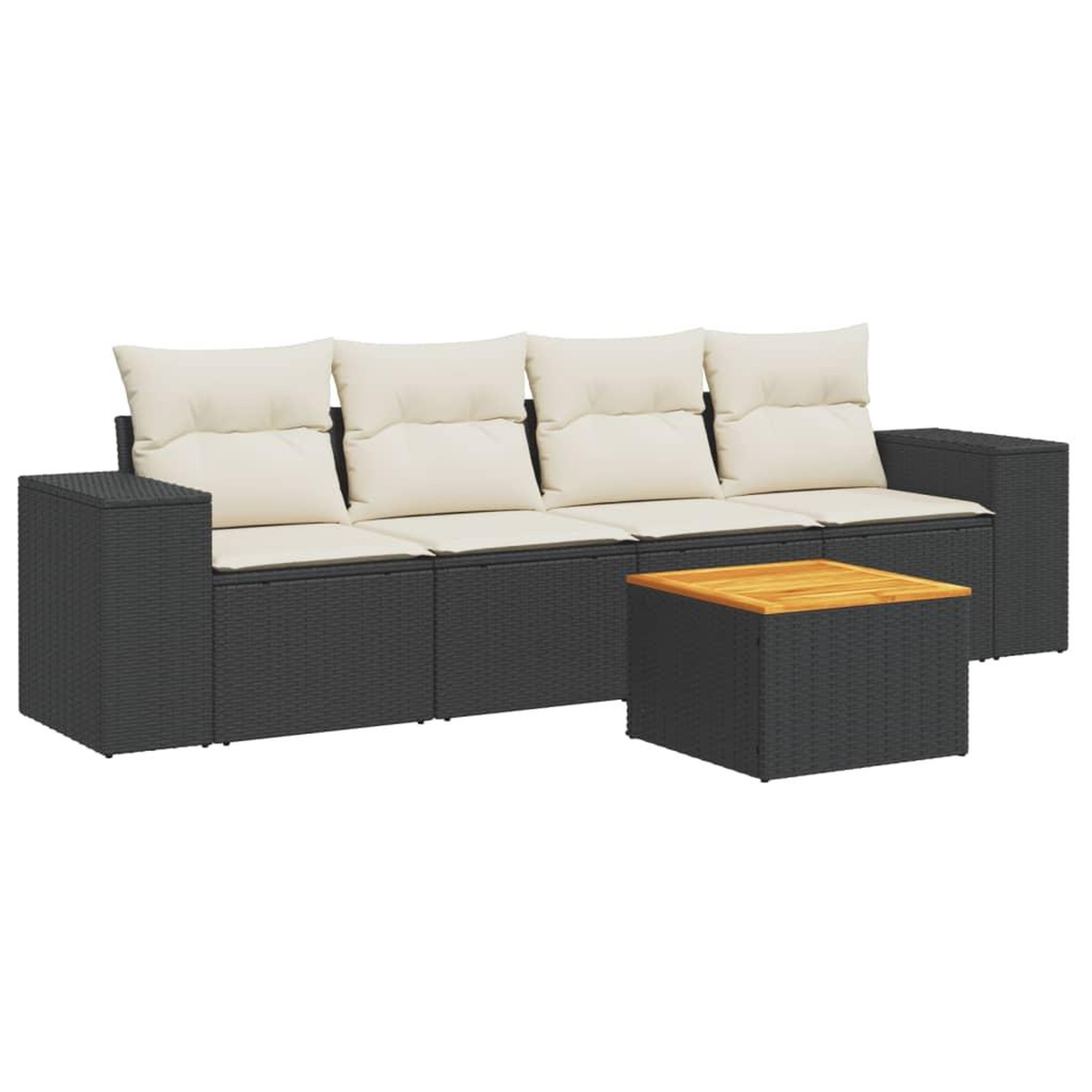 Voir la diapositive 2 : VIDAXL Salon de jardin 5 pcs avec coussins noir resine tressee