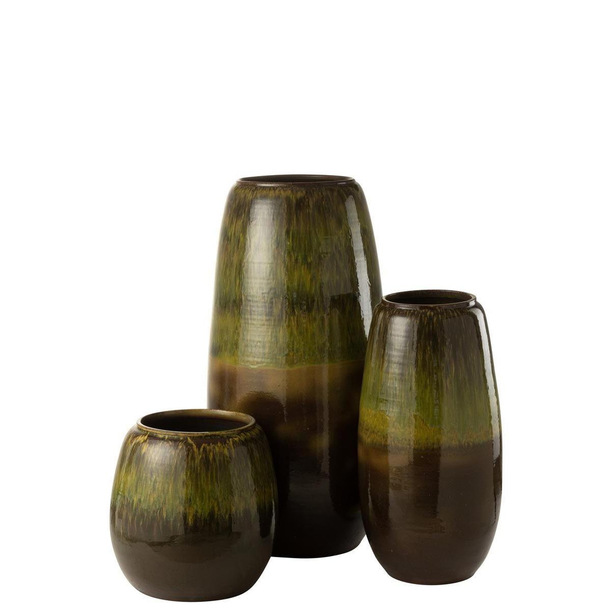 Voir la diapositive 2 : J-LINE Vase en céramique  olive  89cm vert