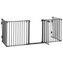 PAWHUT Barrière de sécurité parc enclos chien modulable pliable porte verrouillable intégrée 5 panneaux en métal 300L max. x 74,5H cm métal PP noir