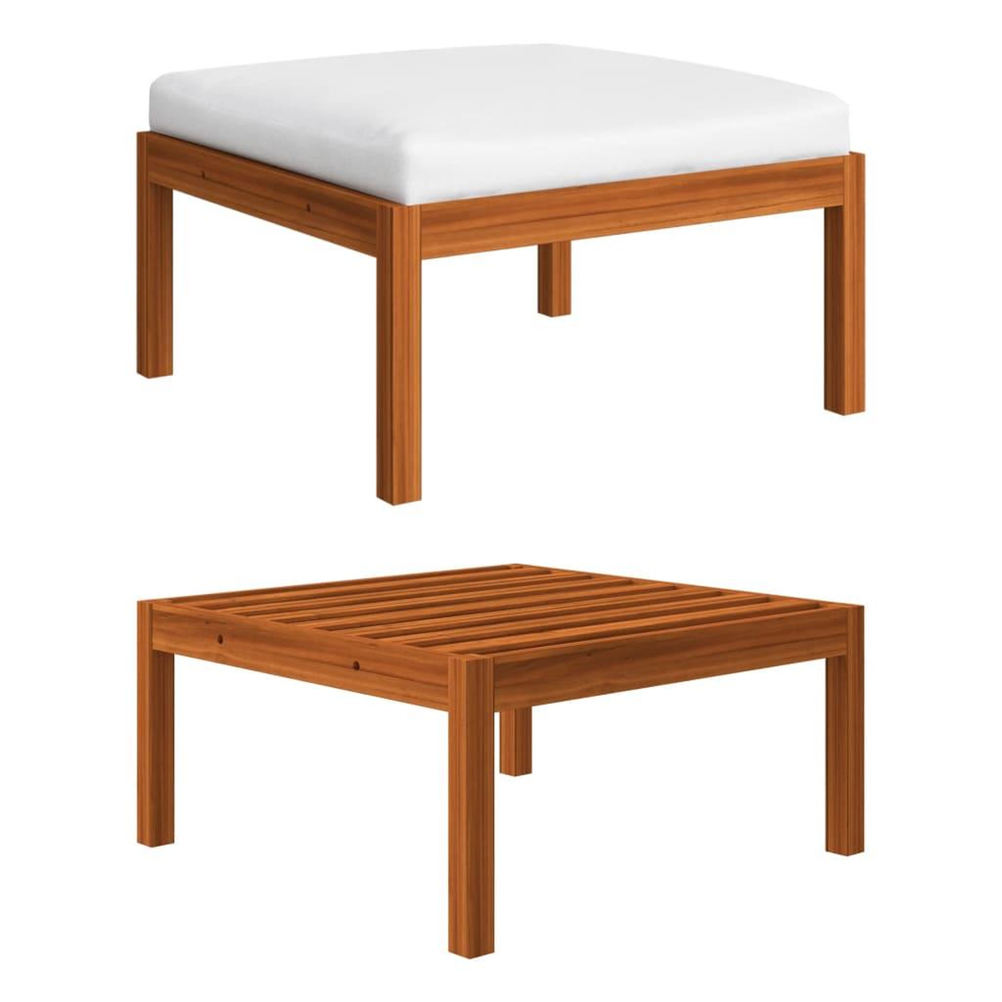 Voir la diapositive 1 : VIDAXL Repose-pied de jardin avec coussin Bois d'acacia massif