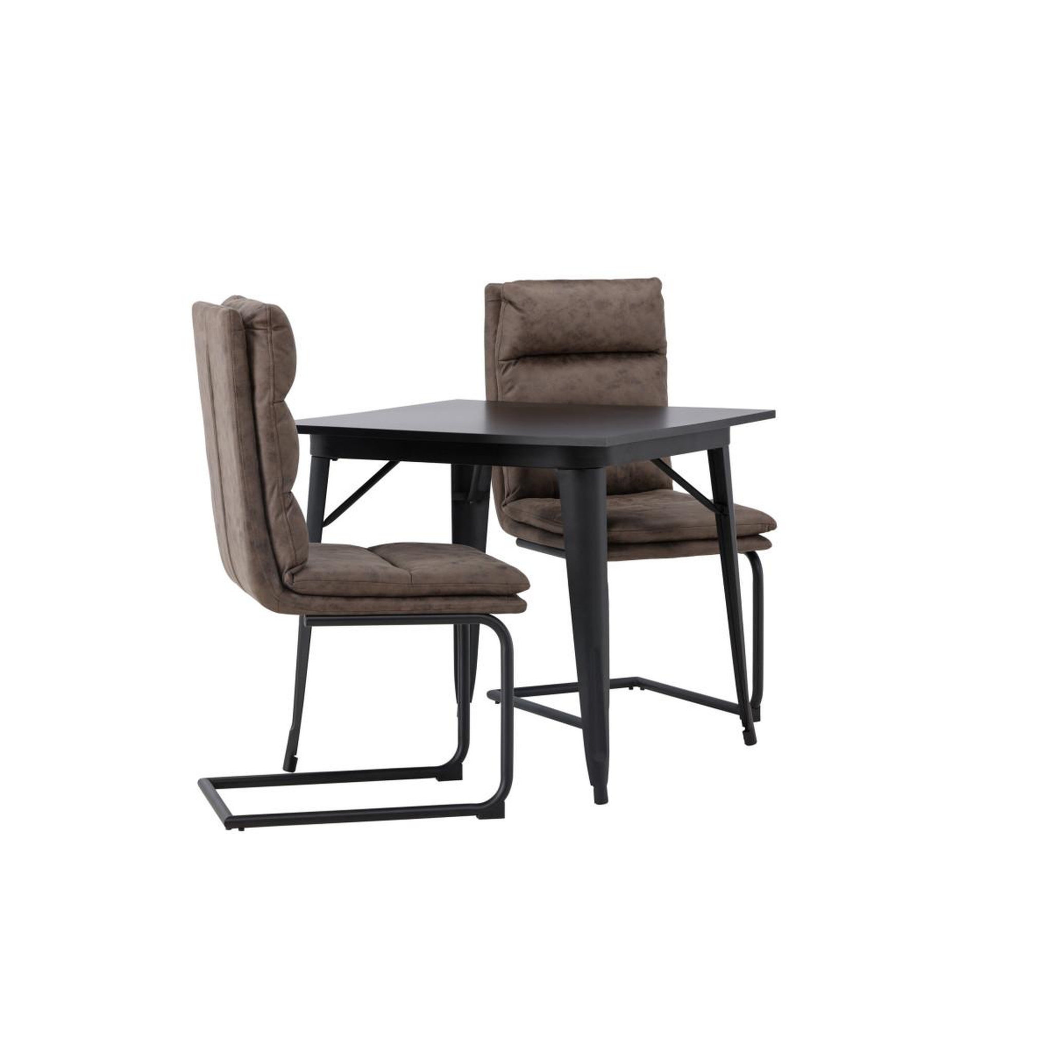 Voir la diapositive 4 : Paris Prix Ensemble table à manger 2 chaises  tempe & zizo  80cm noir & marron