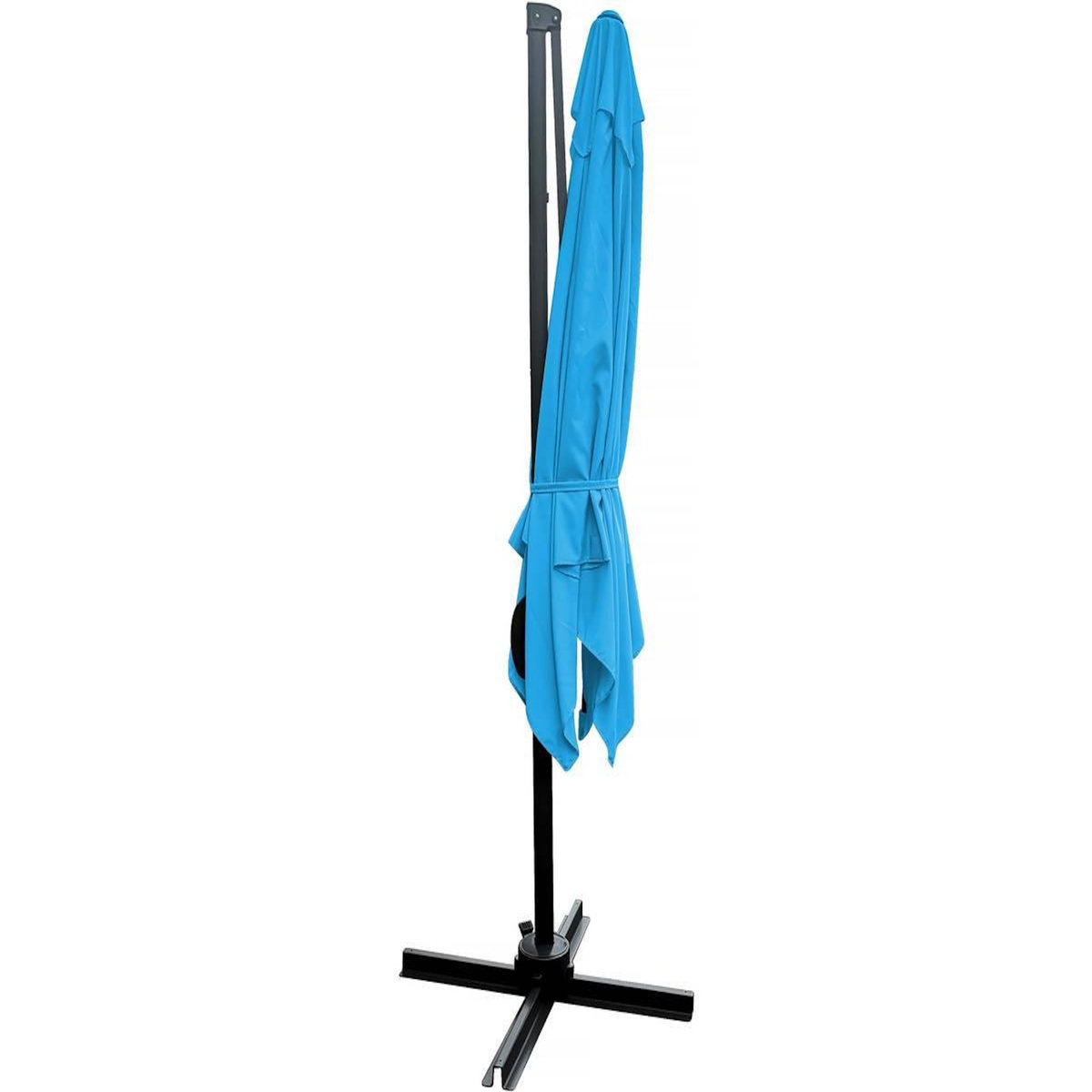 Habitat et Jardin Parasol jardin déporté  Soleil  - Carré - 2.5 x 2.5 m - Bleu + Housse de protection