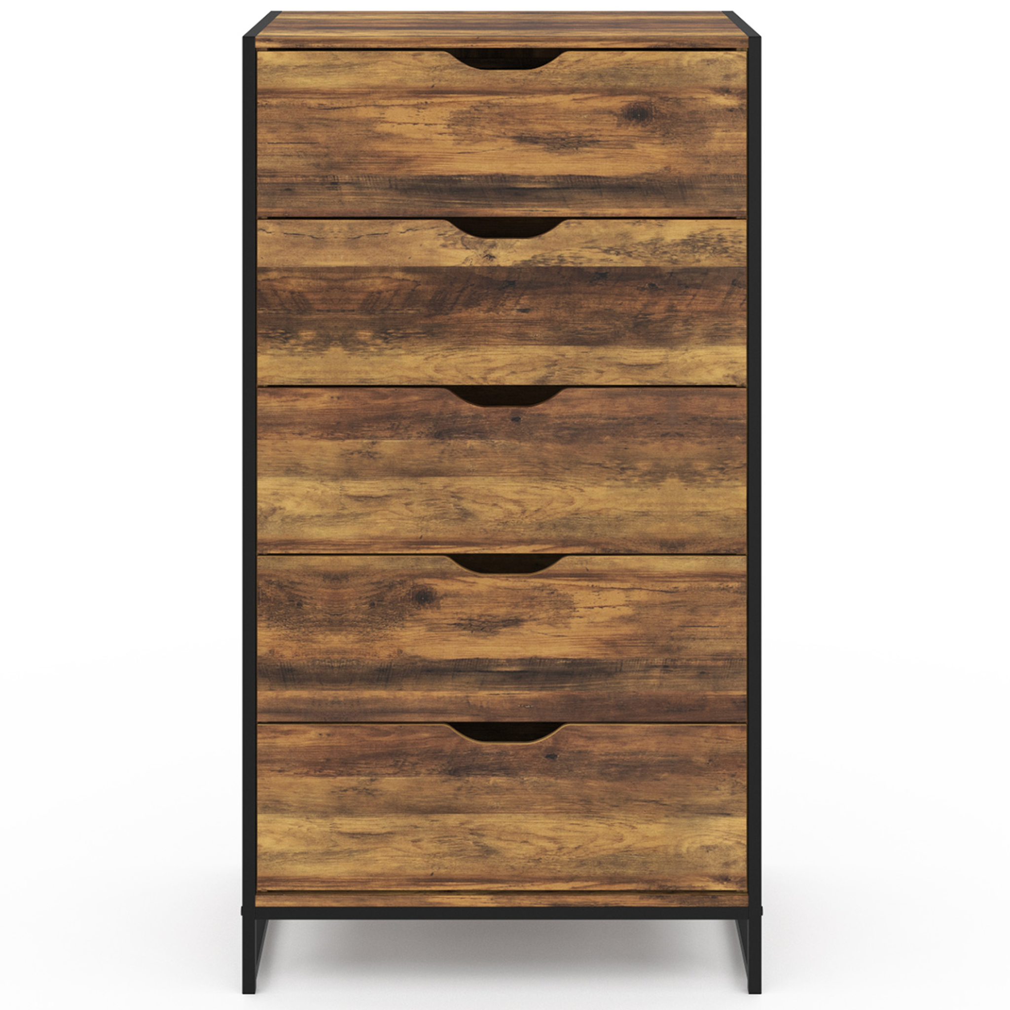Voir la diapositive 3 : ID MARKET Chiffonnier 5 tiroirs hawkins 60x40x110 cm commode semainier design industriel