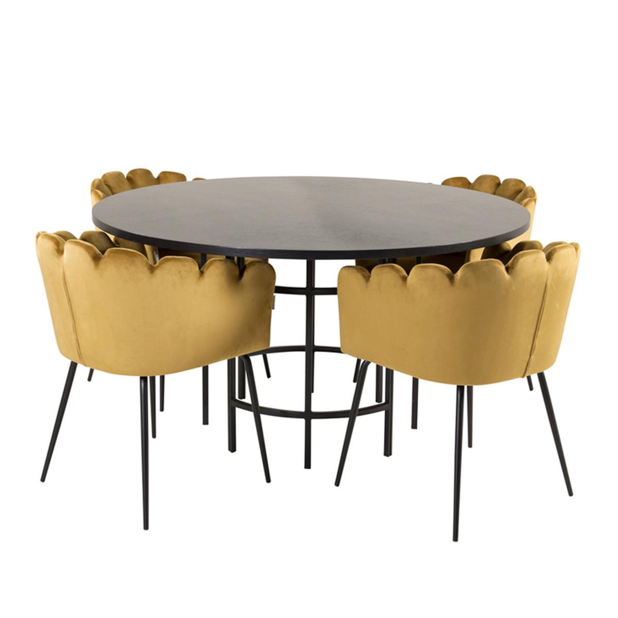 Paris Prix Ensemble table à manger & 4 chaises  copenhagen & limhamn  140cm jaune & noir