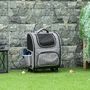 Voir la diapositive 2 : PAWHUT 2 en 1 trolley chariot sac à dos sac de transport à roulettes pour chien chat gris