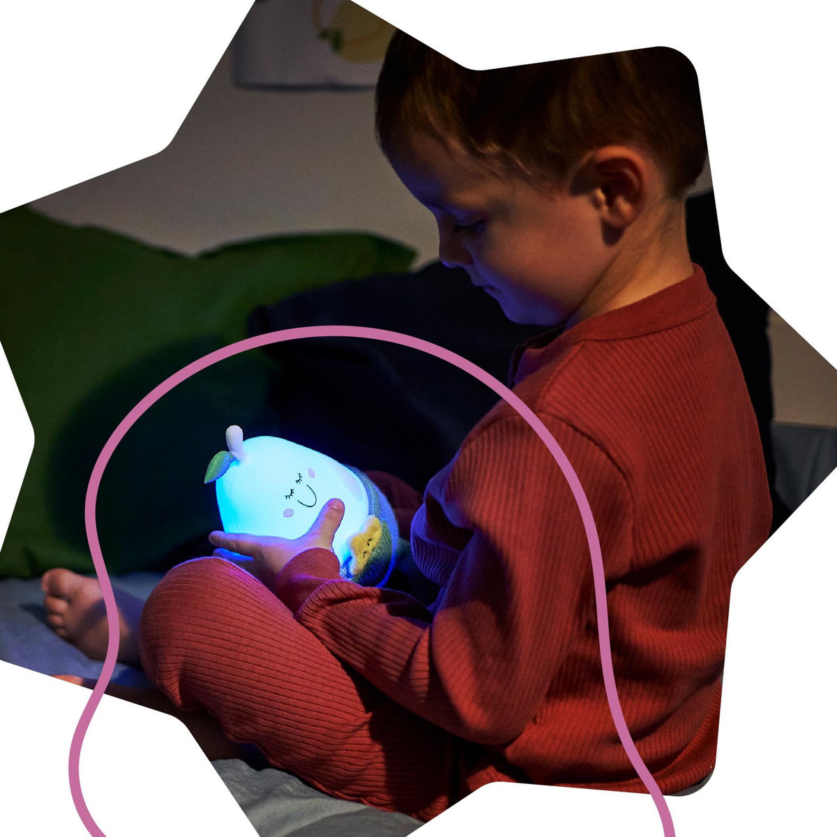 BADABULLE Veilleuse Lumineuse en Silicone Bertille Badabulle - Lumières Rassurantes Colorées ou Blanches