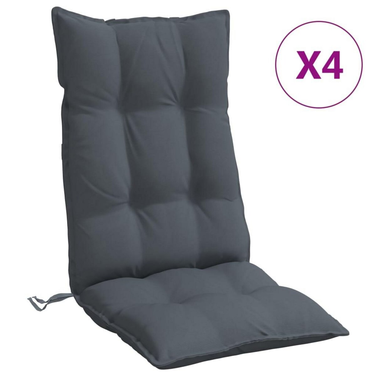 VIDAXL Coussins de chaise a dossier haut lot de 4 anthracite