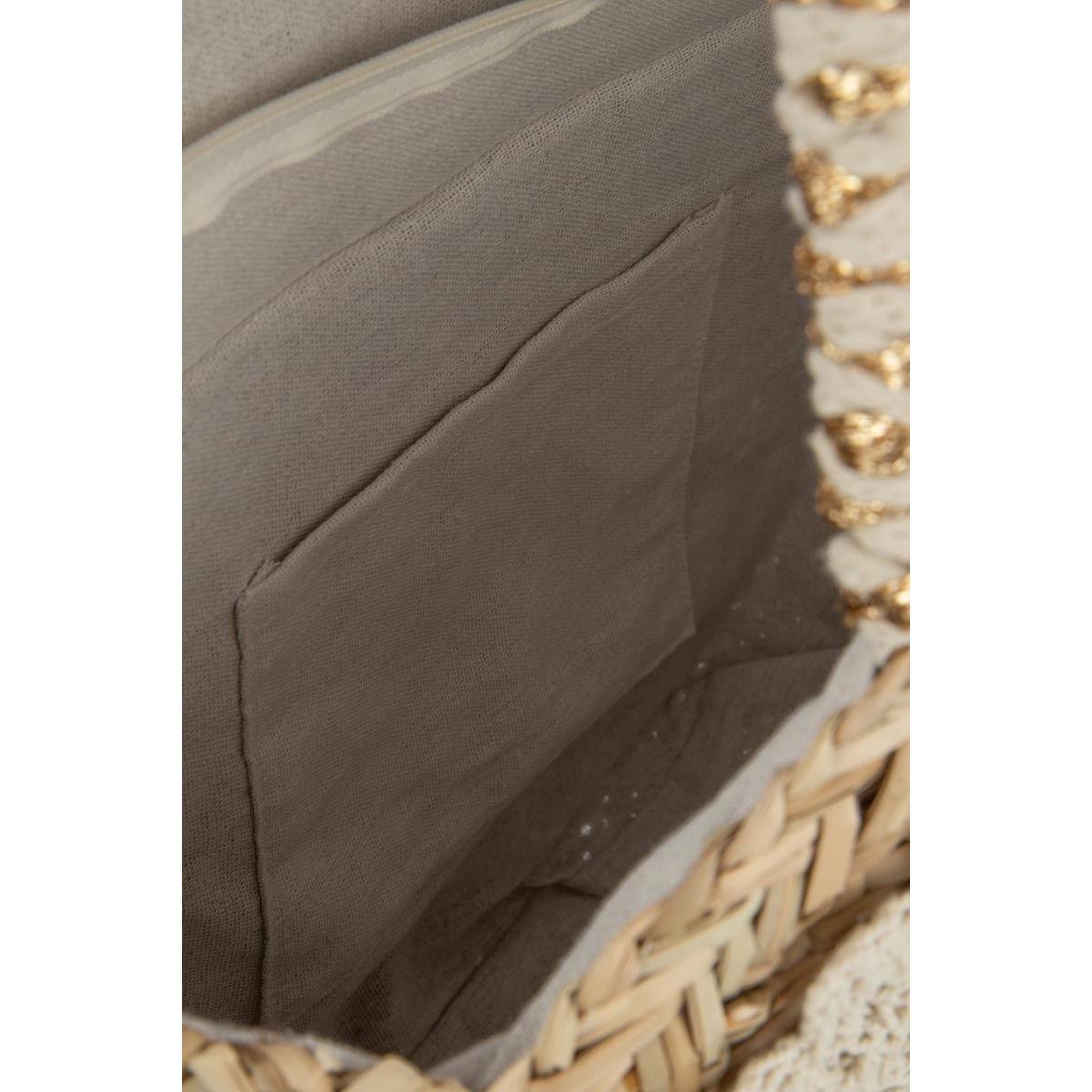 Voir la diapositive 4 : J-LINE Sac de plage rond  bali bliss  40cm naturel & blanc