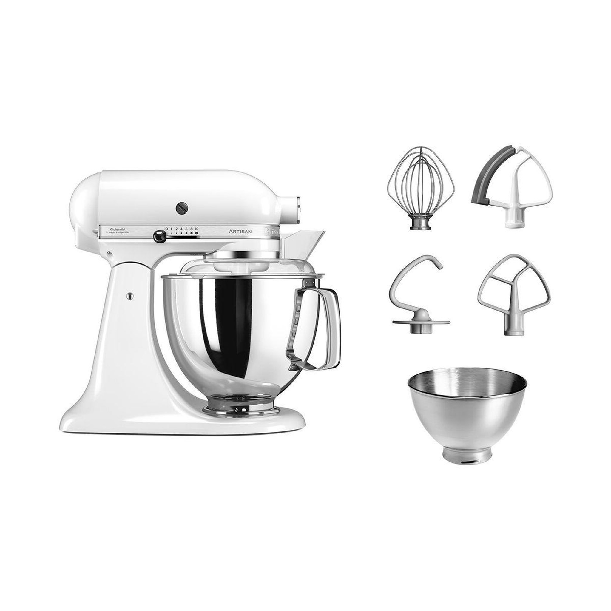 Voir la diapositive 1 : KitchenAid Robot pâtissier 5KSM175PSEWH Artisan blanc