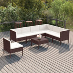 VIDAXL Salon de jardin 8 pcs avec coussins resine tressee marron