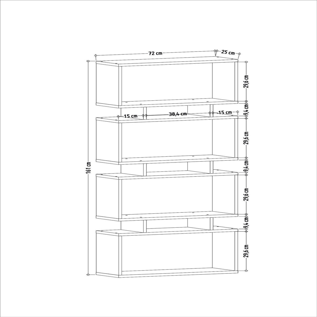Habitat et Jardin Bibliothèque en bois  Langdon  - 72 x 25 x 161 cm - Beige
