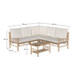 Voir la diapositive 4 : Rendez vous déco Salon de jardin blanc en bambou avec canapé d'angle et table basse-Vadella