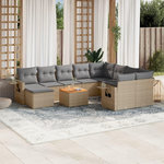 VIDAXL Salon de jardin 11 pcs avec coussins beige resine tressee