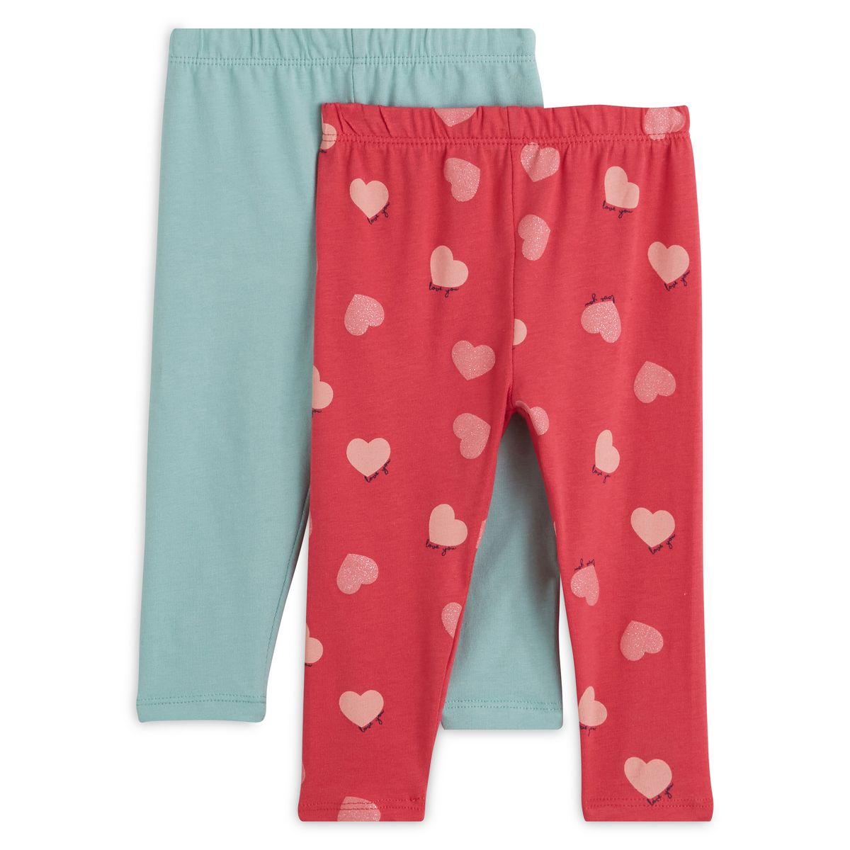 INEXTENSO Lot de 2 leggings coeurs bébé fille