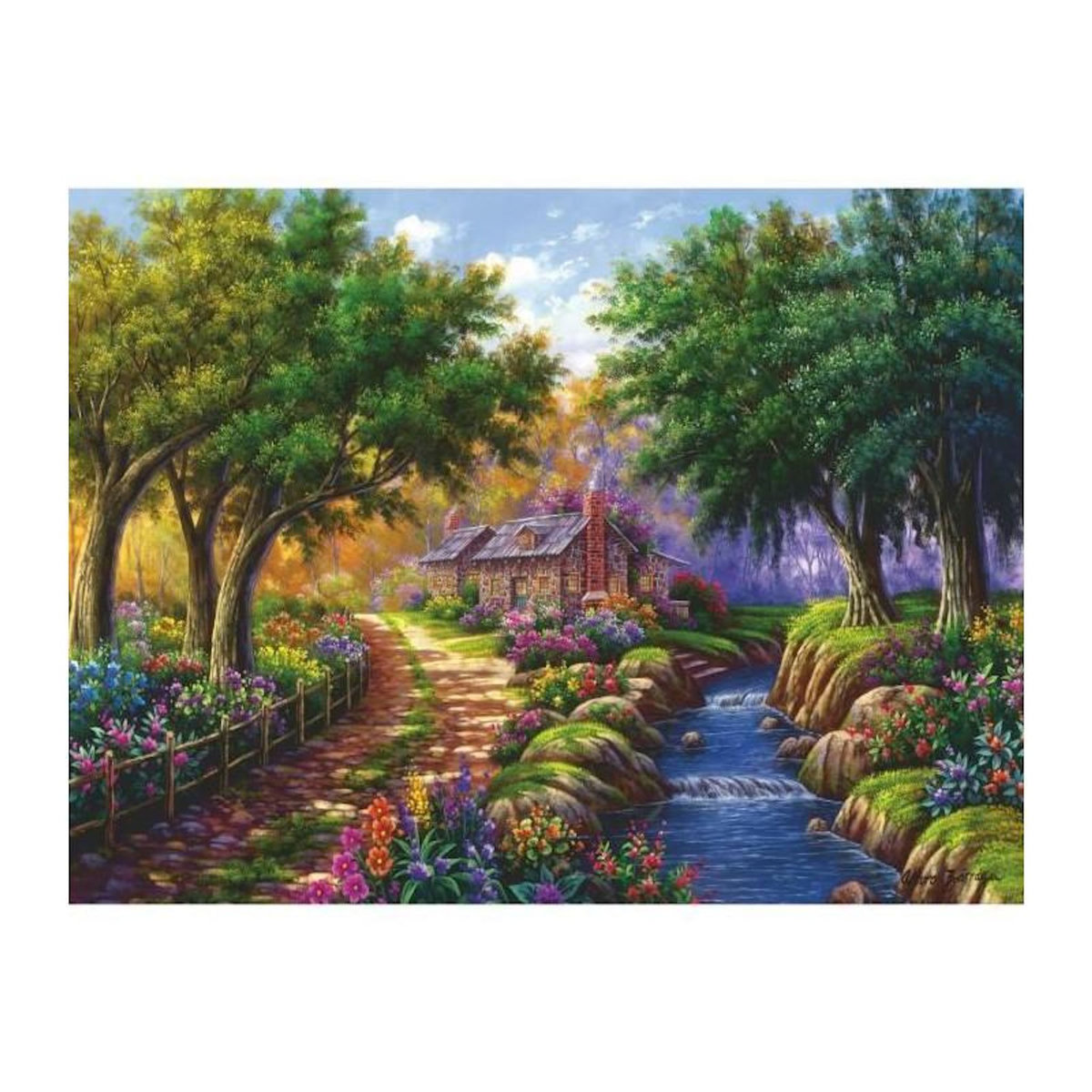RAVENSBURGER Puzzle 1500 pièces – Cottage au bord de la rivière – 80 x 60 cm – Ravensburger – Qualité supérieure – Dès 14 ans