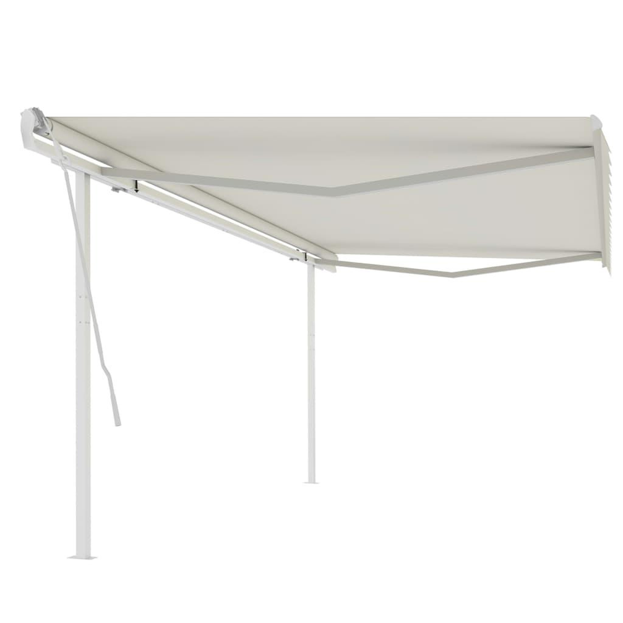 Voir la diapositive 1 : VIDAXL Auvent manuel retractable avec poteaux 5x3,5 m Creme