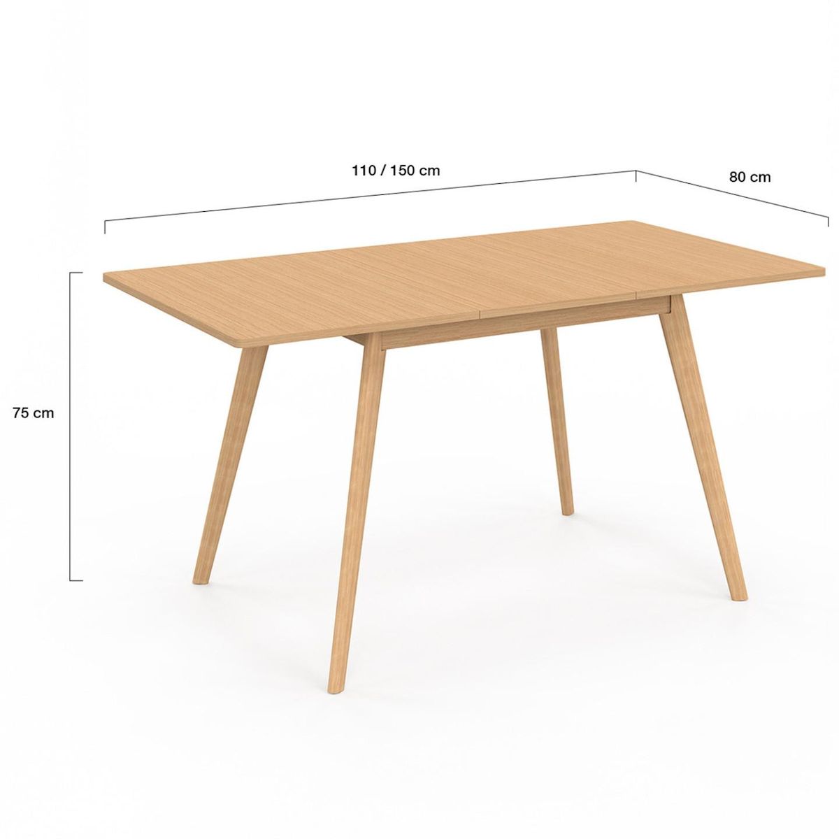 ID MARKET Table à manger extensible rectangle NOOR 4-8 personnes effet bois 110-150 cm