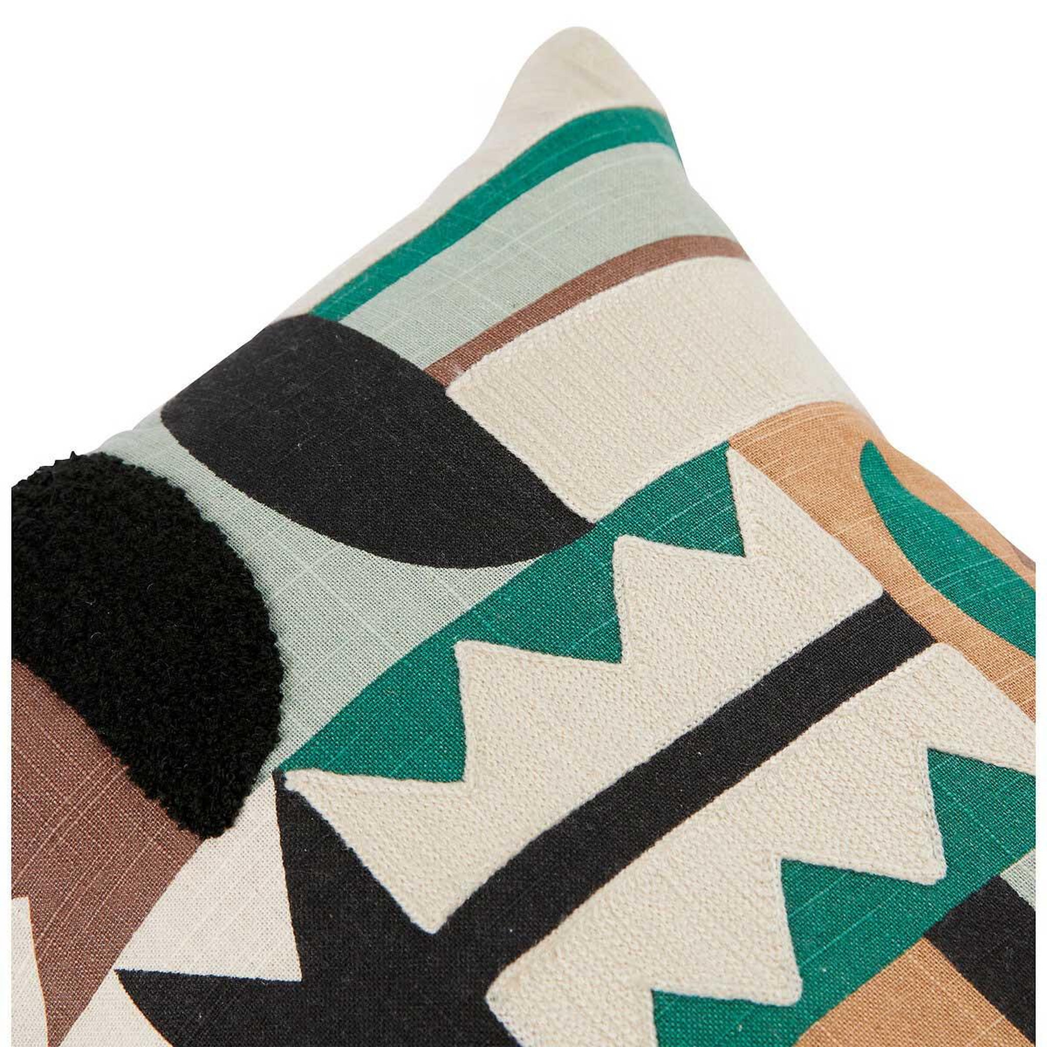 Voir la diapositive 4 : ATMOSPHERA Coussin brodé imprimé  malakite  30x50cm vert