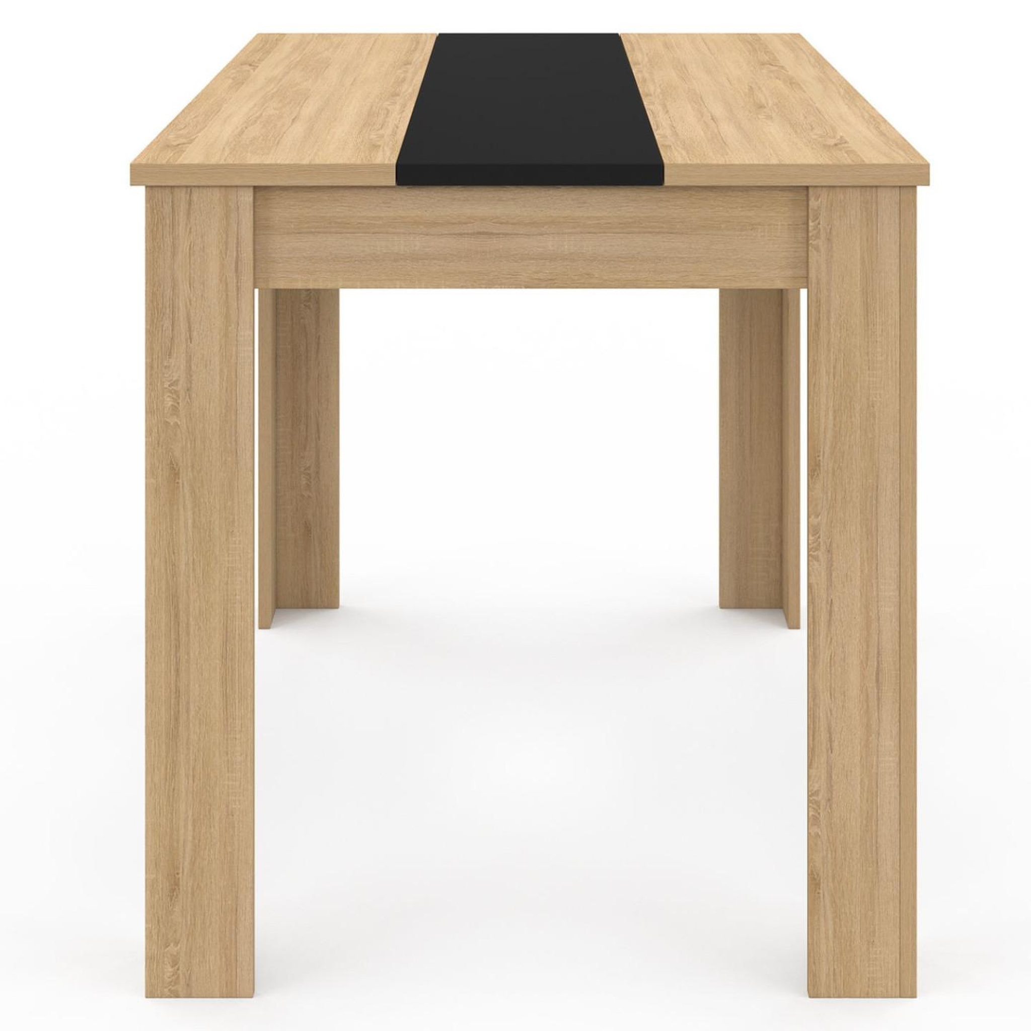 Voir la diapositive 4 : ID MARKET Table à manger rectangle rozy 4 personnes façon hêtre et noire 110 cm