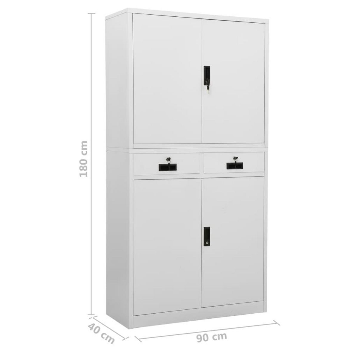 VIDAXL Armoire de bureau Gris clair 90x40x180 cm Acier