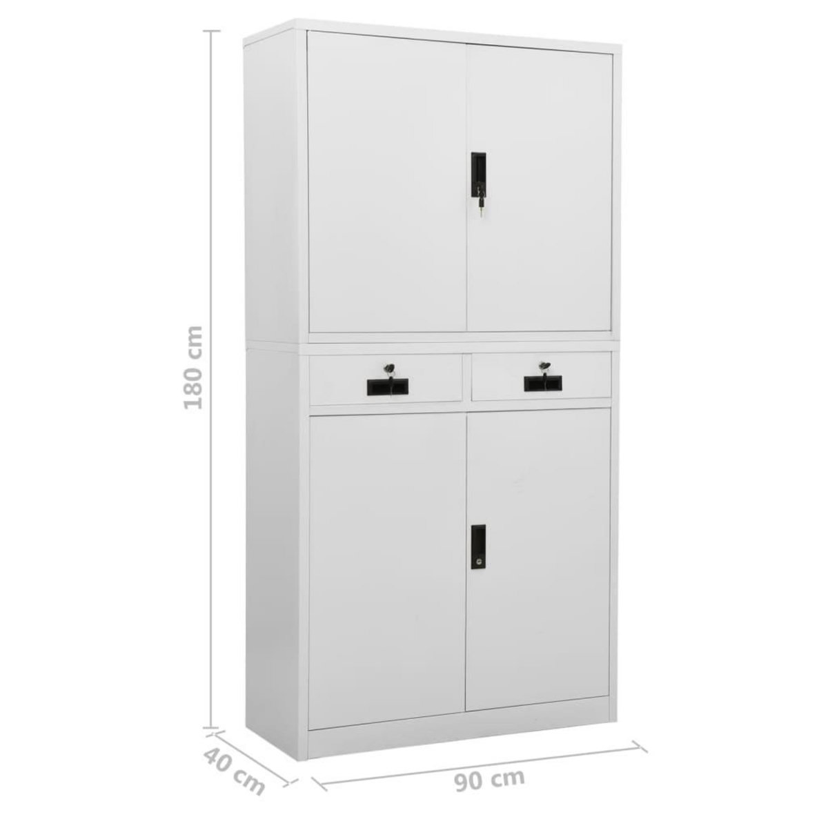 VIDAXL Armoire de bureau Gris clair 90x40x180 cm Acier