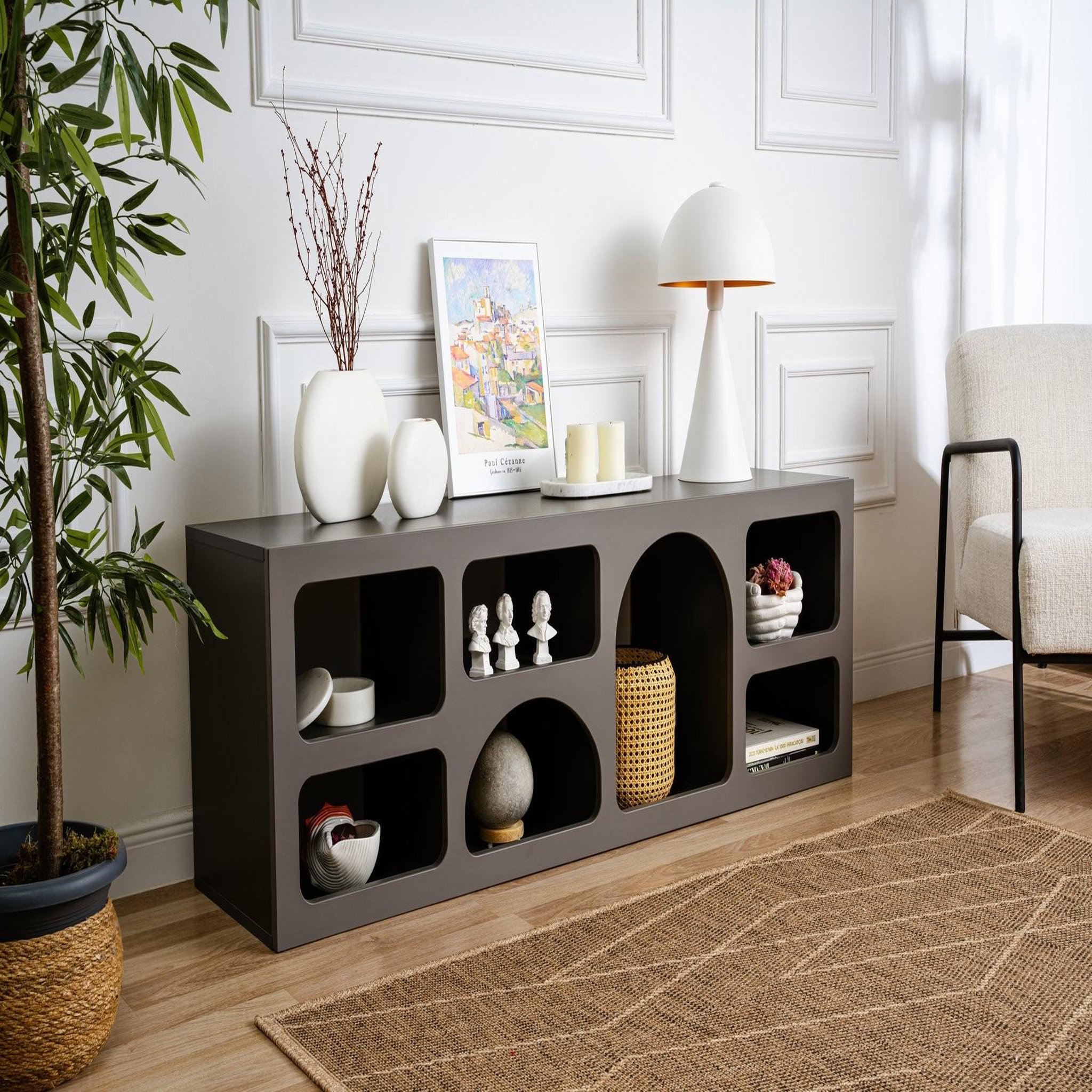 Voir la diapositive 3 : Habitat et Jardin Buffet en bois  ferlis  - 160 x 40 x 51 cm - gris anthracite