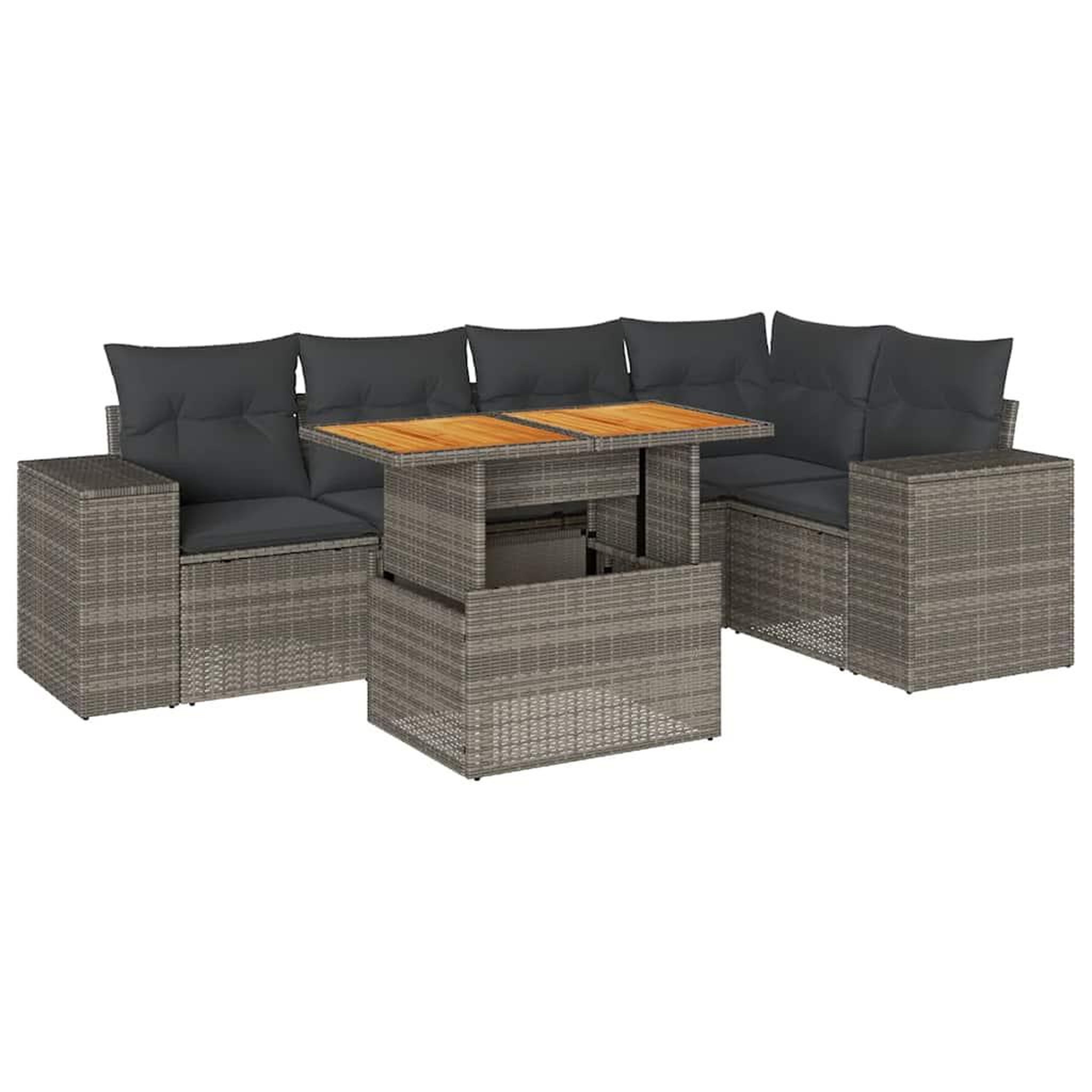 Voir la diapositive 2 : VIDAXL Salon de jardin 6 pcs avec coussins gris resine tressee