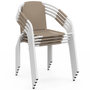 Voir la diapositive 5 : ID MARKET Lot de 4 chaises de jardin THELMA métal et textilène empilables blanc et beige