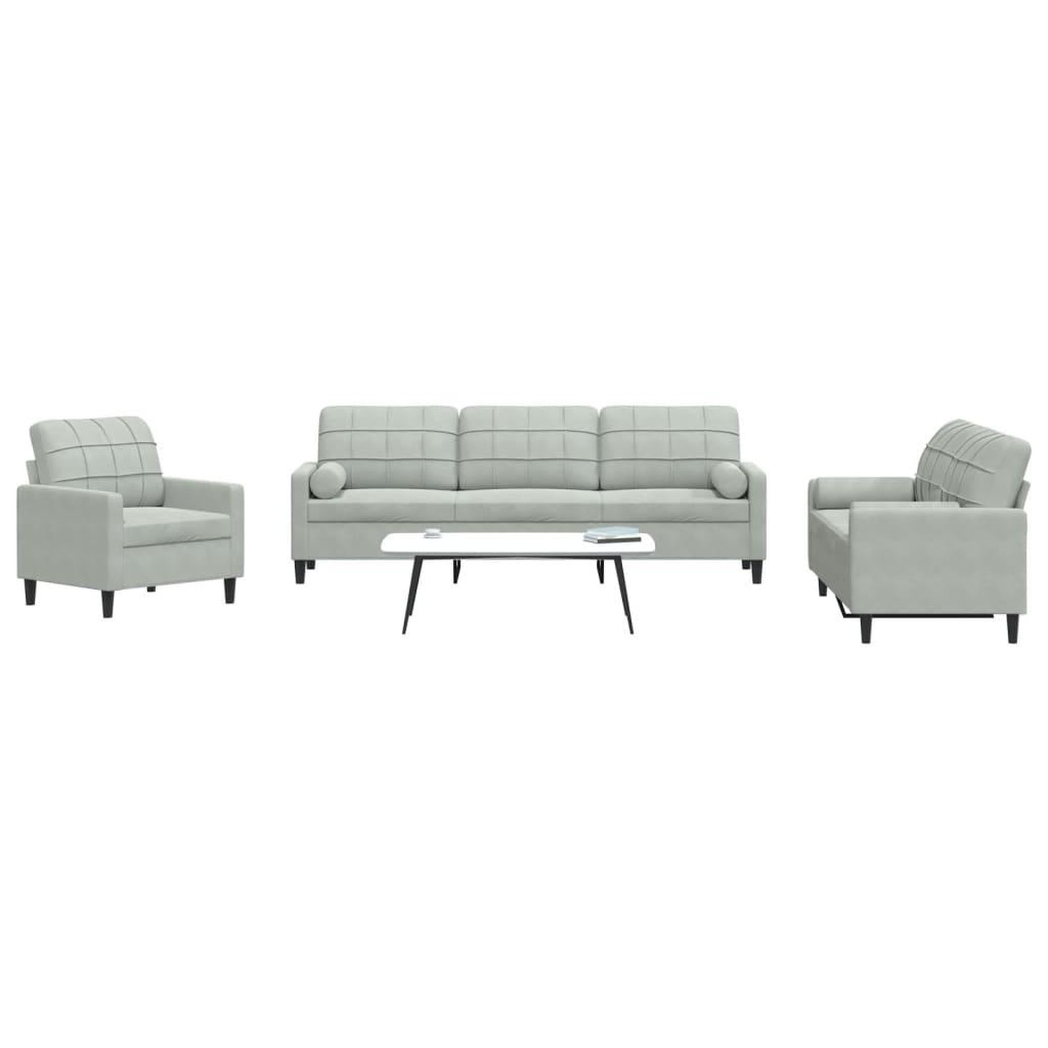 VIDAXL Ensemble de canapes 3 pcs et coussins et traversins velours
