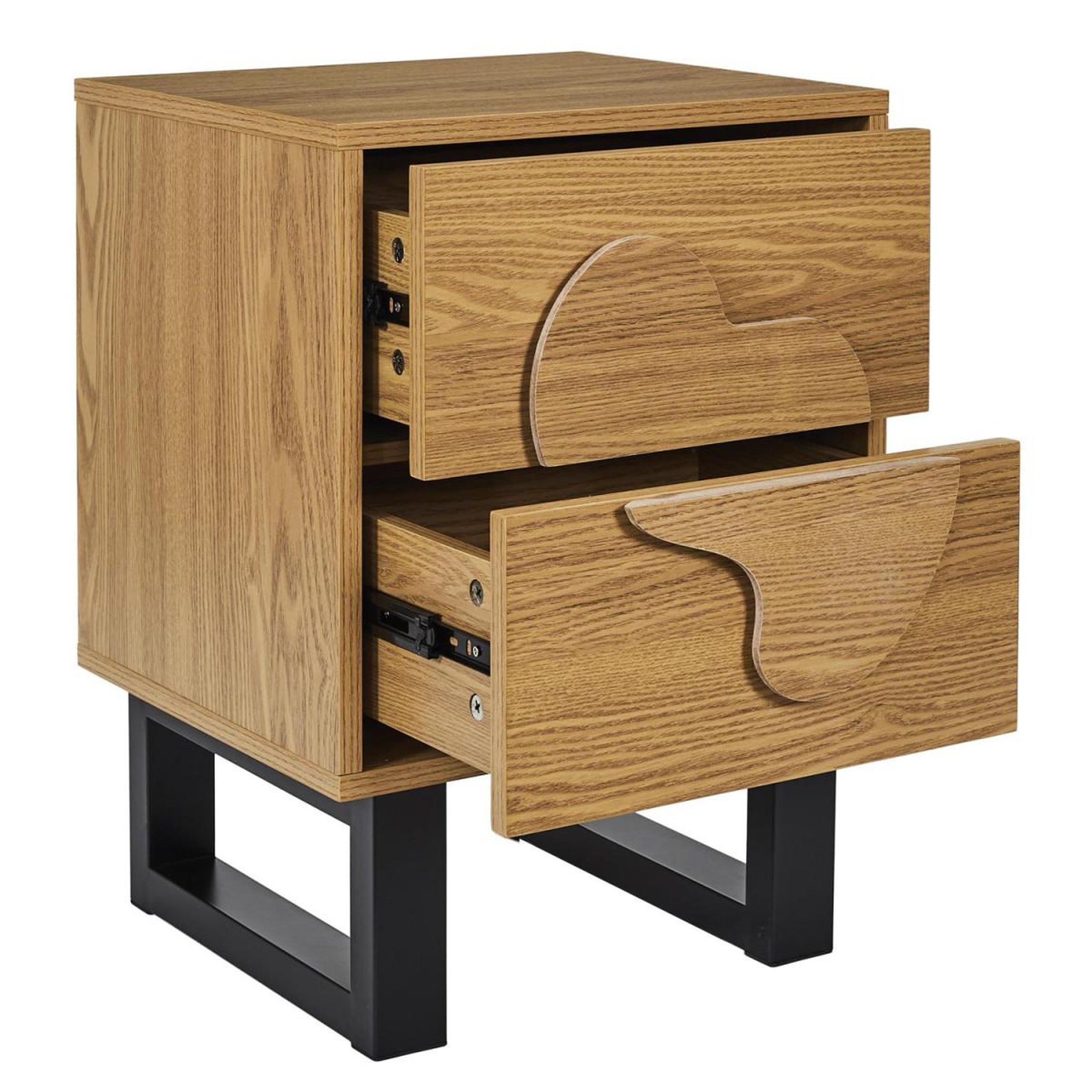 Voir la diapositive 2 : The Home Deco Factory Table de chevet 2 tiroirs  calypso  55cm marron