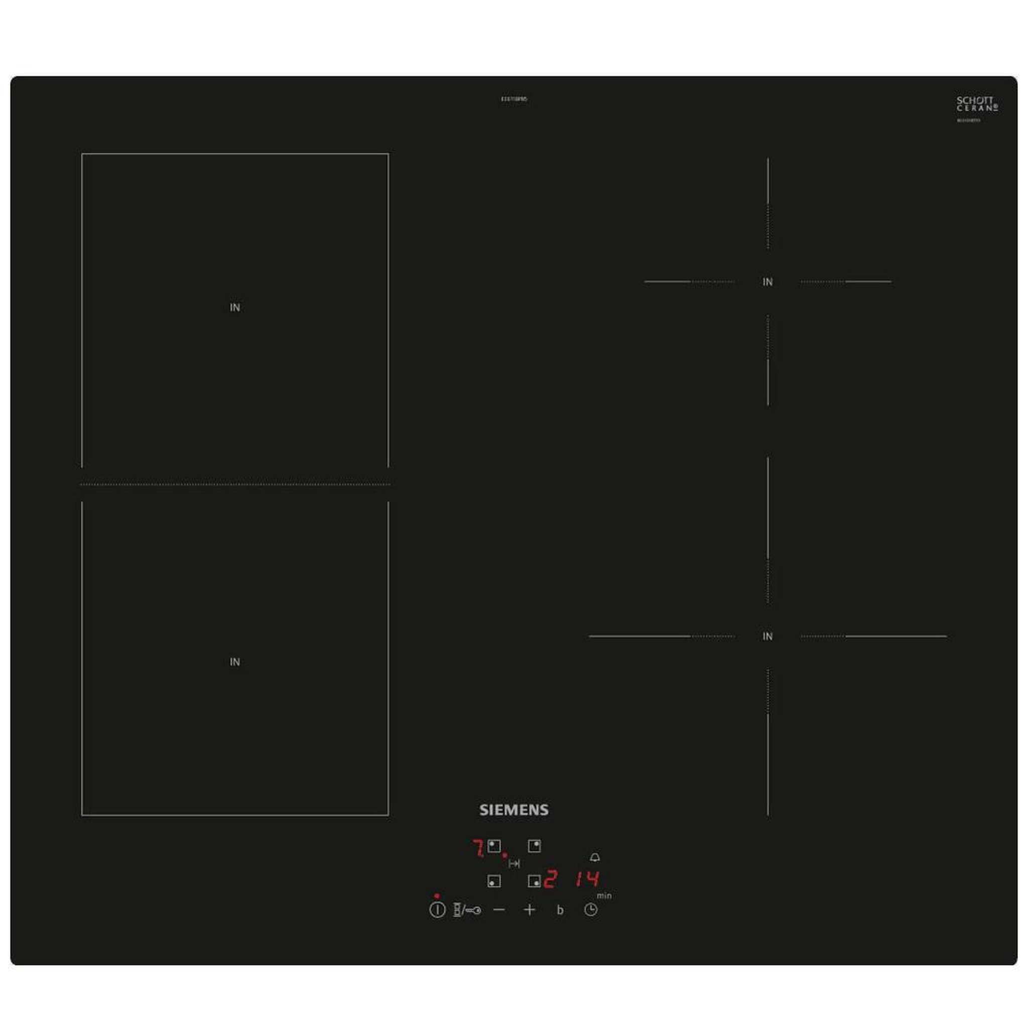 Siemens Table de cuisson induction 60cm 4 foyers 4600w noir - EE611BPB5E