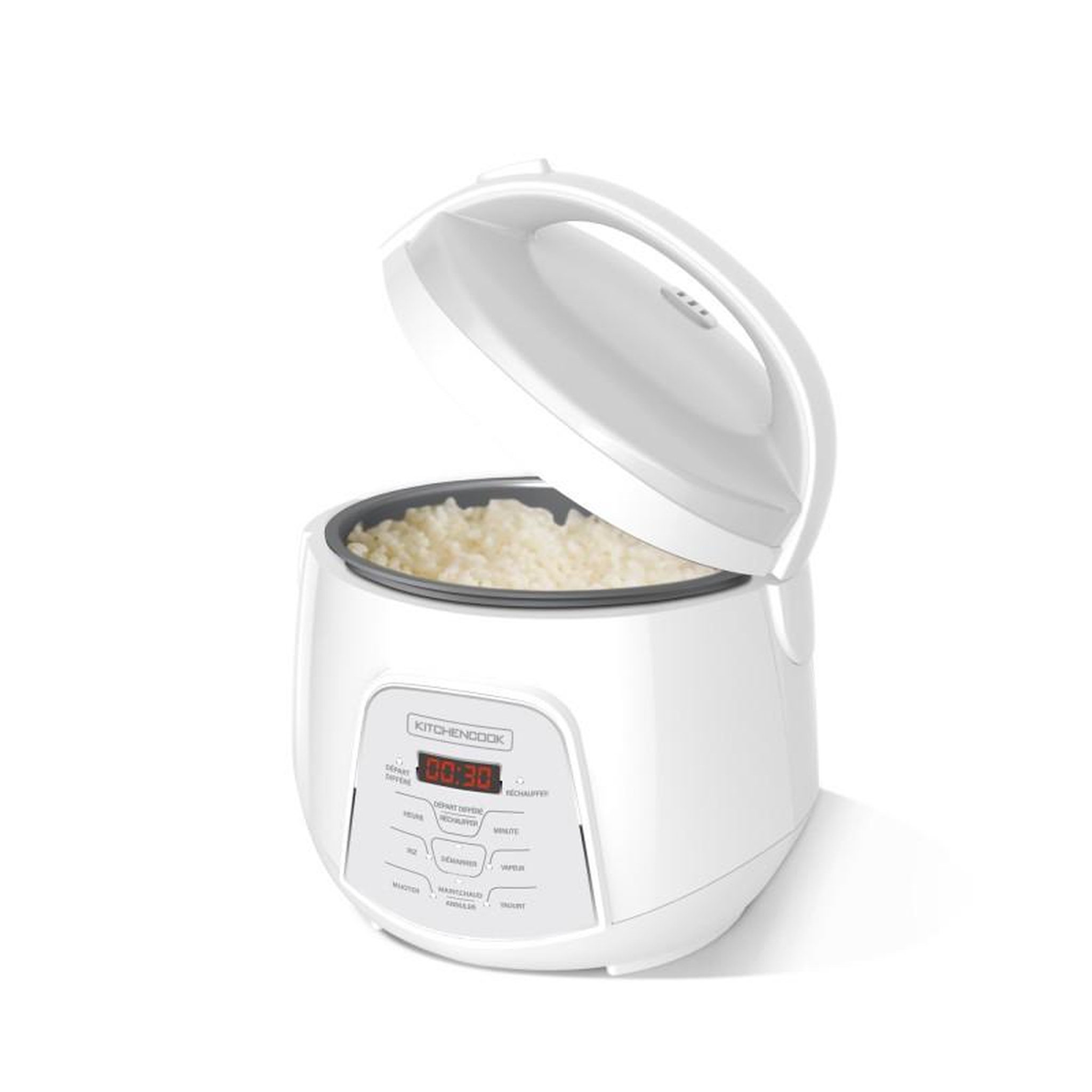 Voir la diapositive 4 : KITCHENCOOK Kitchencook - cuiseur à riz 2.2l - panier vapeur intégré - 400w - 4 menus de cuisson automatique - départ différé - blanc