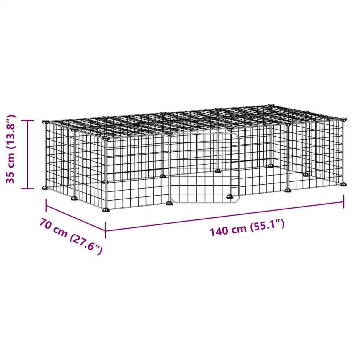 VIDAXL Cage animaux de compagnie a 20 panneaux et porte Noir 35x35 cm