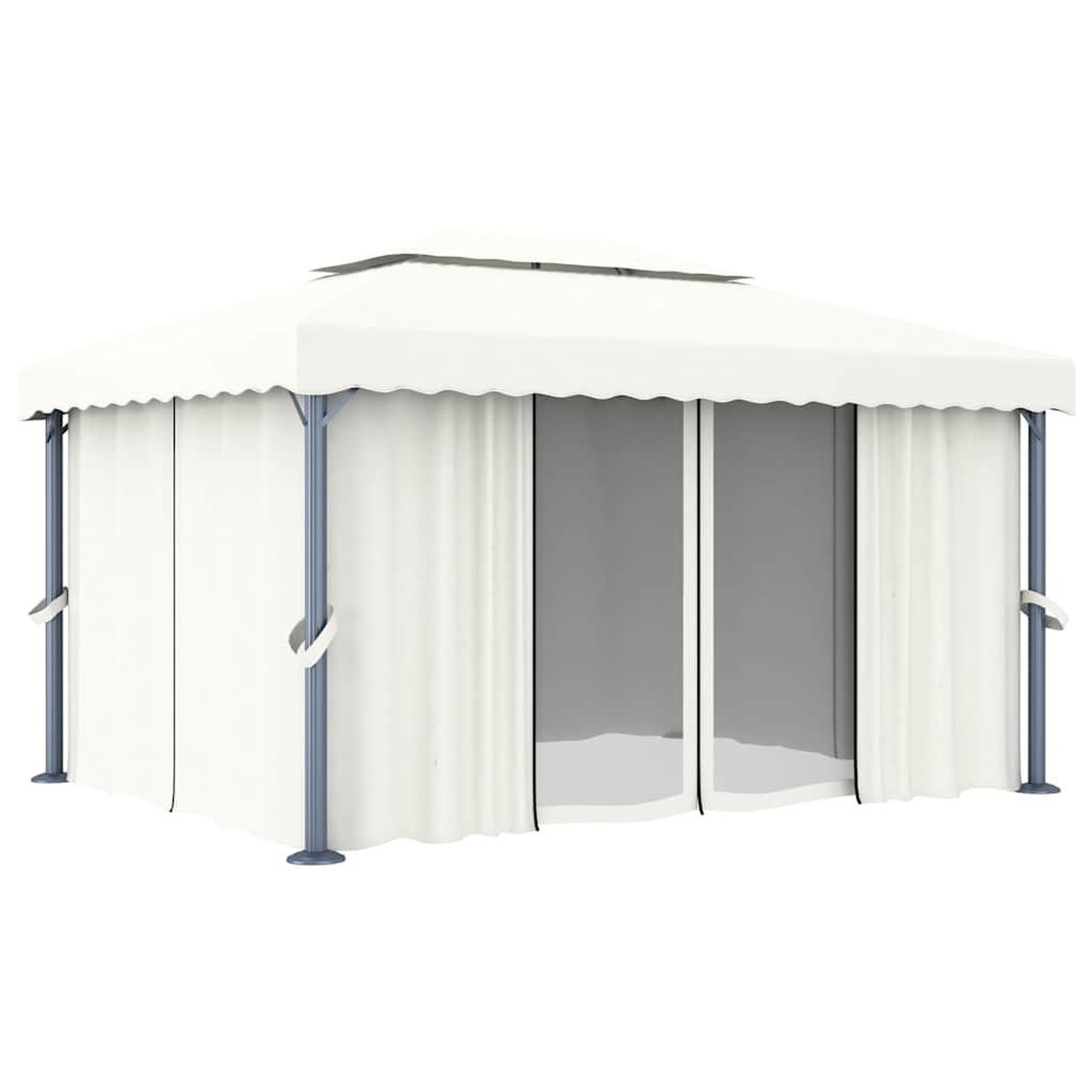 Voir la diapositive 4 : VIDAXL Tonnelle et rideau et guirlande lumineuse LED 4x3 m Blanc creme