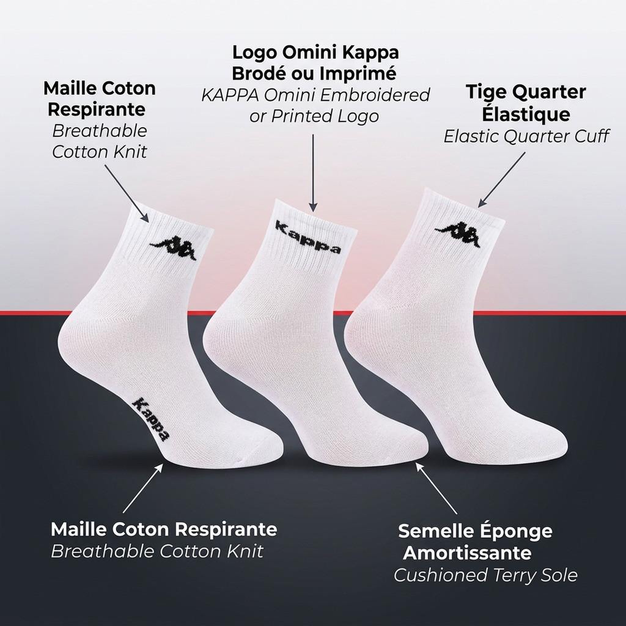 Voir la diapositive 5 : KAPPA Pack de Chaussettes Femme Quarter KAPPA (Lot de 6)