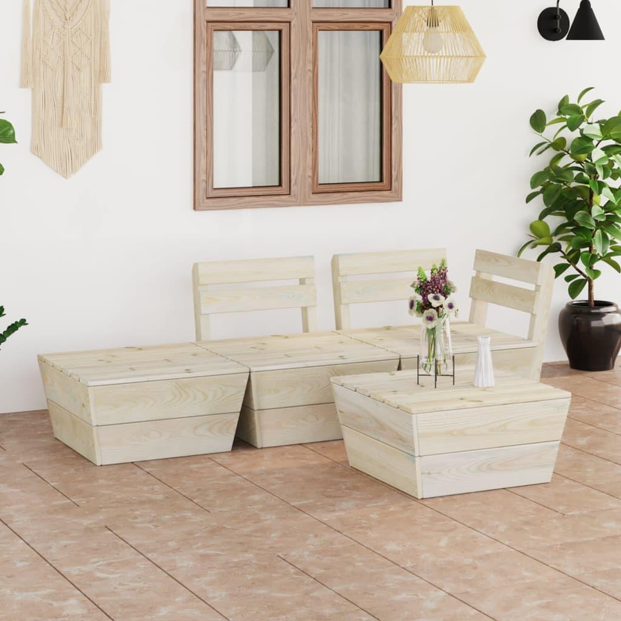 Voir la diapositive 1 : VIDAXL Salon de jardin palette 4 pcs Bois d'epicea impregne