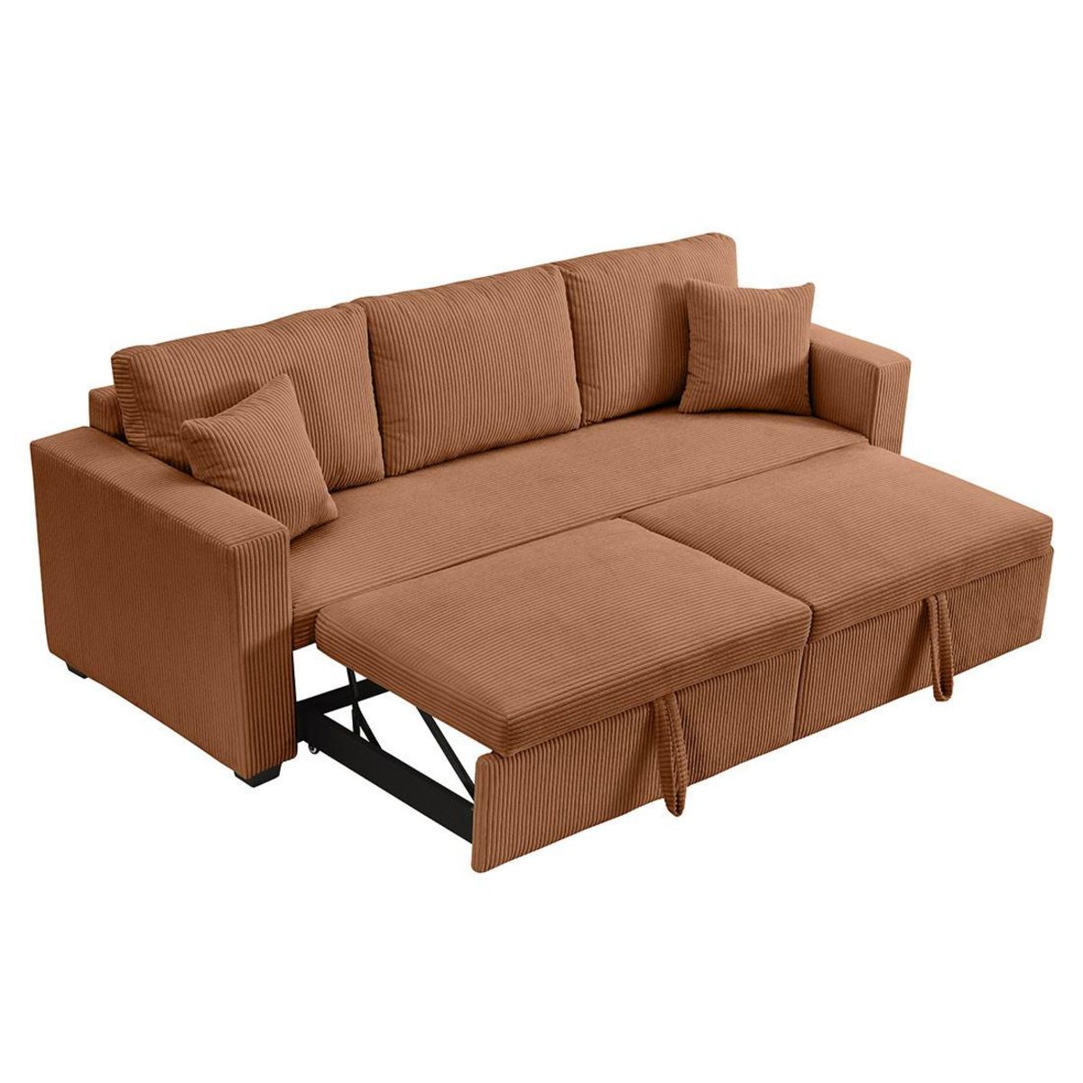 BEST MOBILIER Cyrus - canapé droit 3 places convertible en velours côtelé