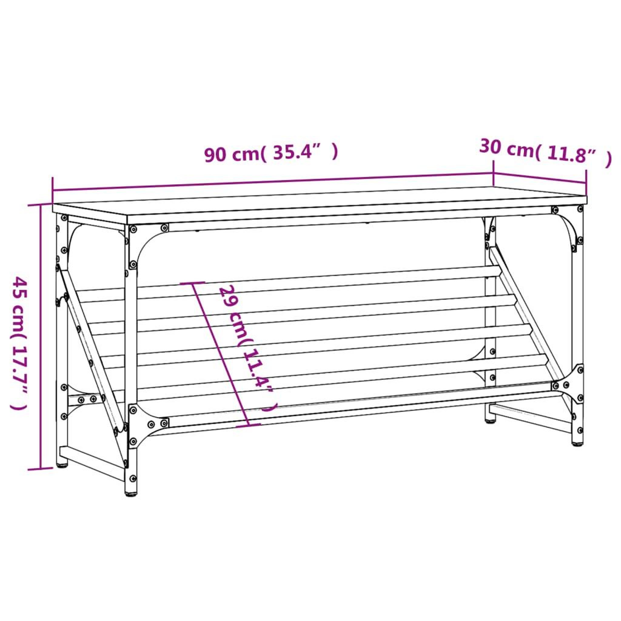 Voir la diapositive 6 : VIDAXL Etagere a chaussures chene fume 90x30x45 cm bois d'ingenierie