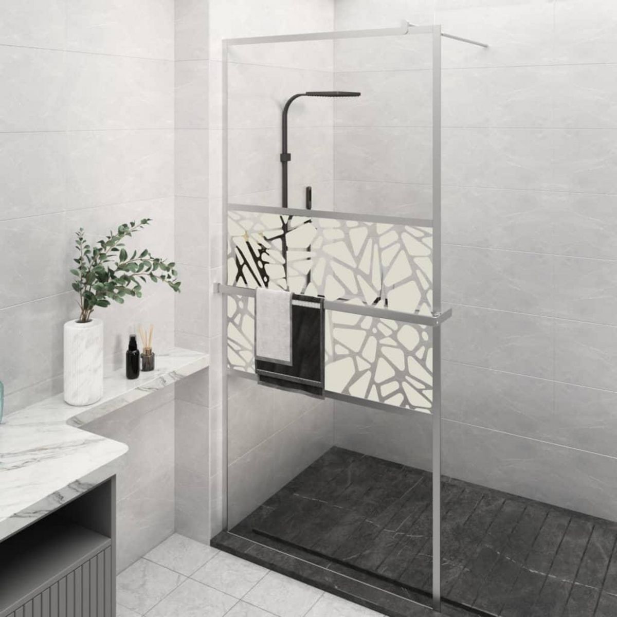 VIDAXL Paroi de douche et etagere Chrome 80x195 cm Verre ESG&Aluminium