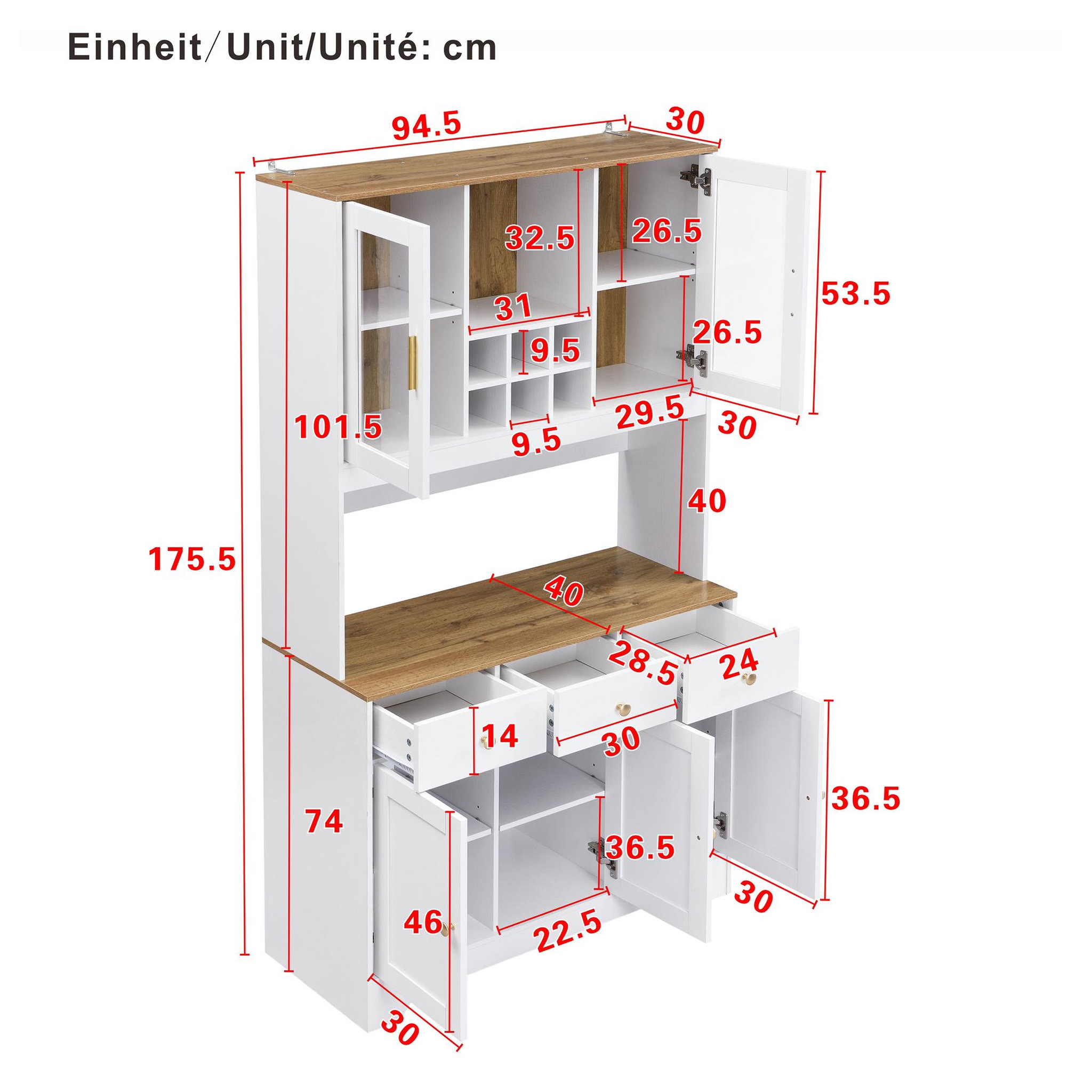 Voir la diapositive 3 : MERAX Buffet de cuisine 5 portes 3 tiroirs - 94,5 cm blanc mdf