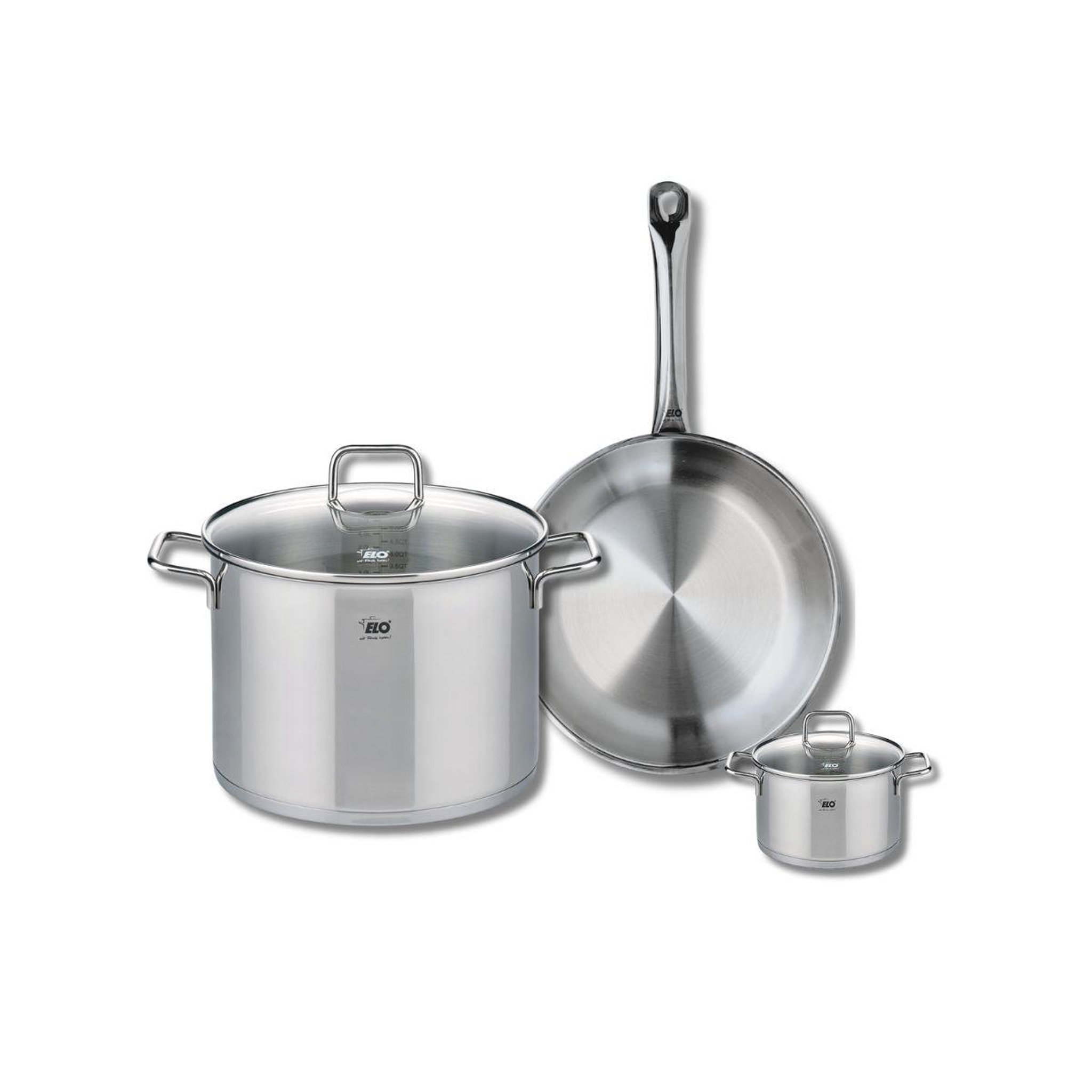 ELO Ensemble de 1 poêle de cuisson 28 cm et 2 faitouts 12 et 26 cm elo profi citrin