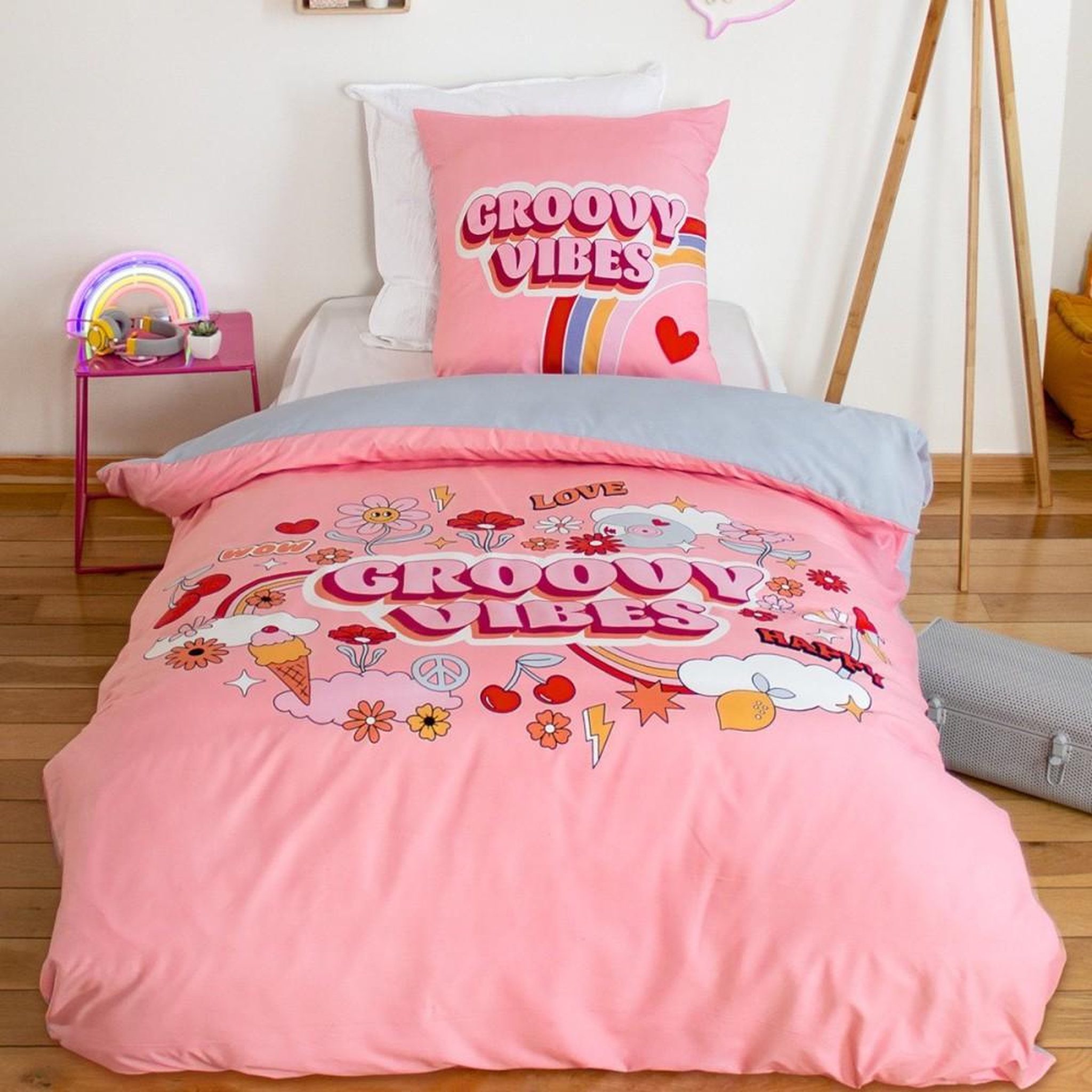 COTE DECO Housse de couette 140x200 + 1 taie VIBES
